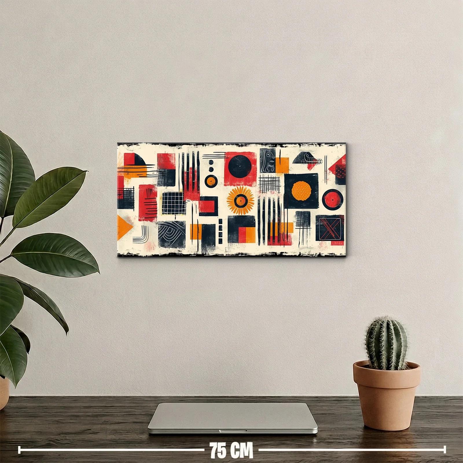 Cuadro composición geométrica abstracta con textura desgastada — miniatura 2