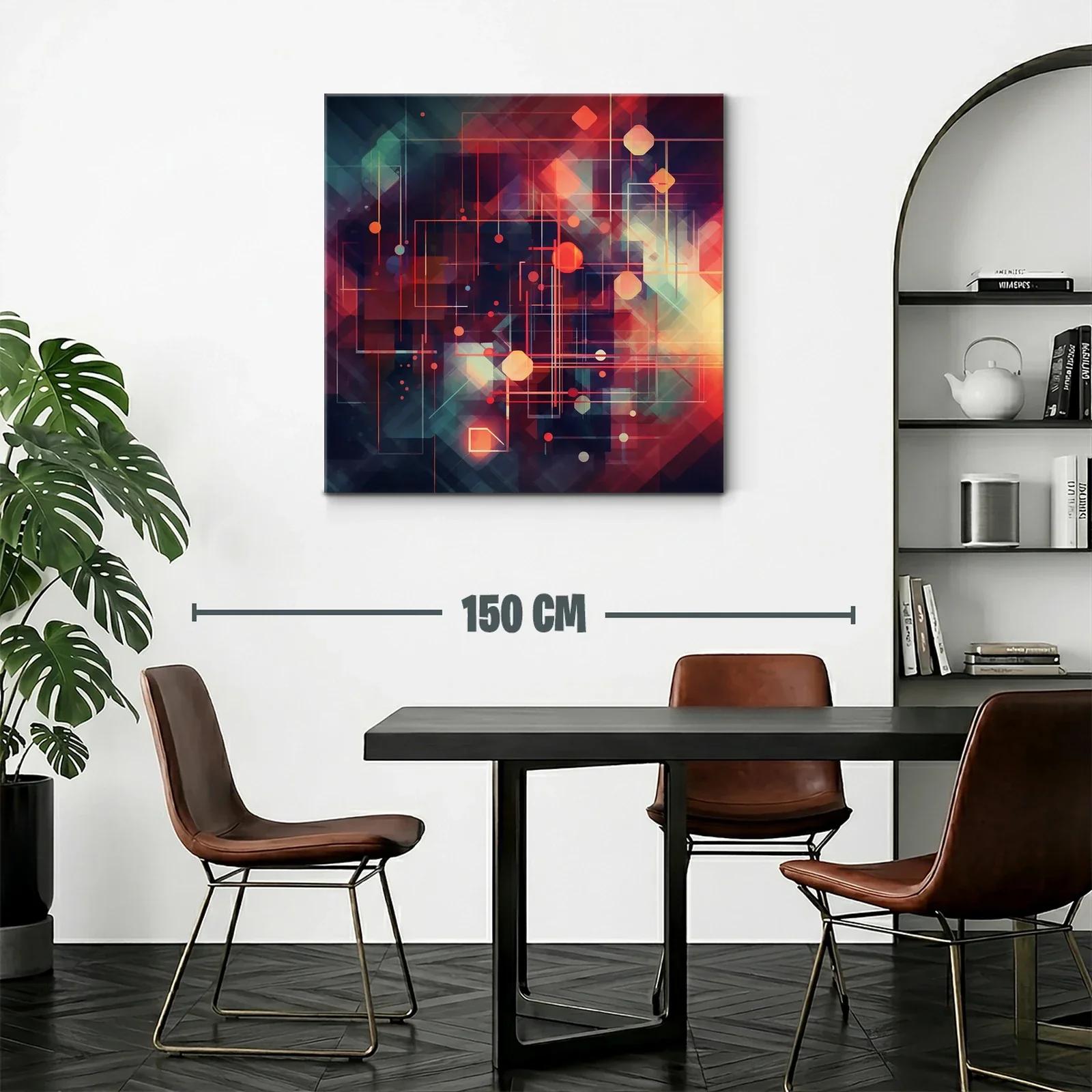 Cuadro abstracto con formas geométricas y luces vibrantes — miniatura 2