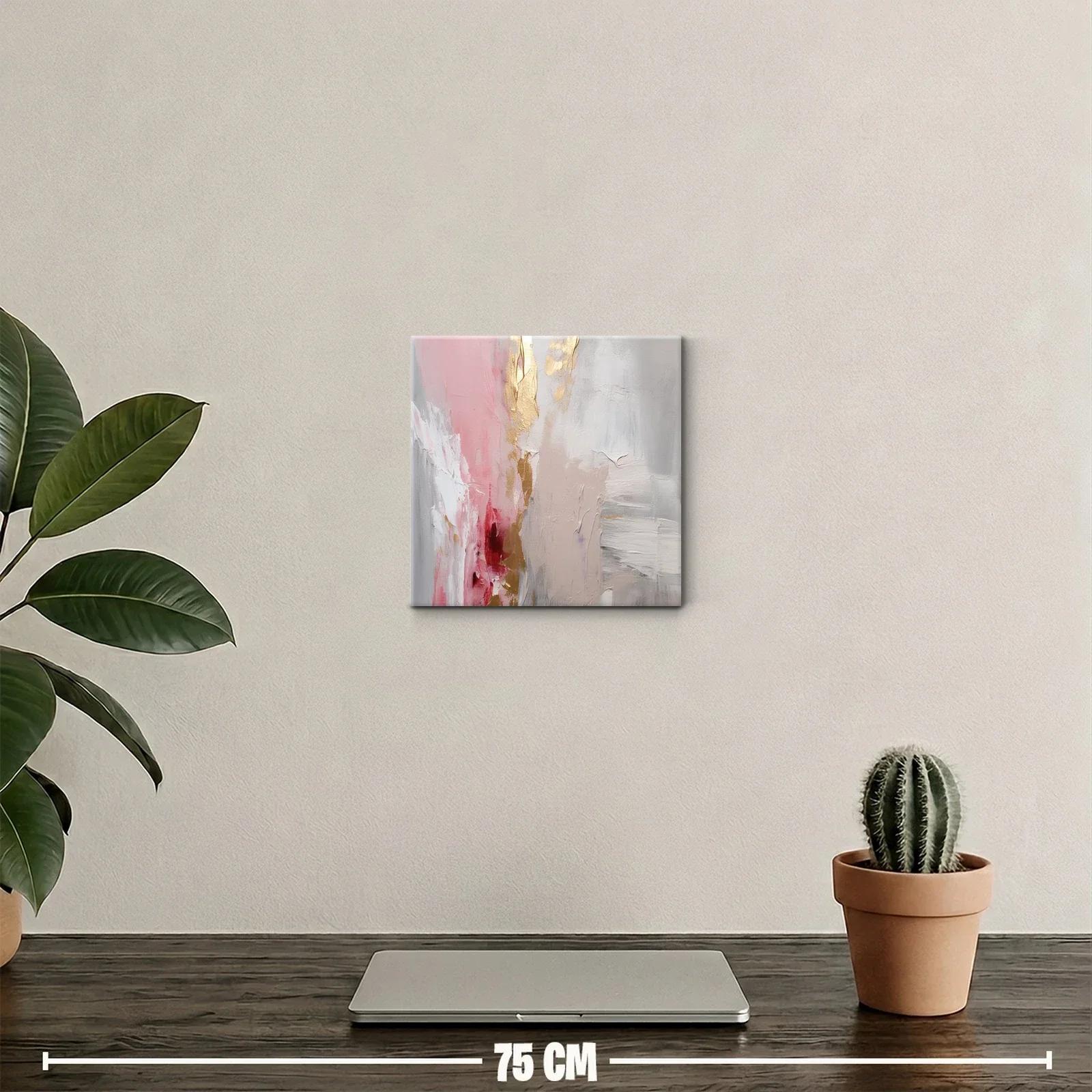 Cuadro abstracto en tonos rosas y dorados elegantes — miniatura 2