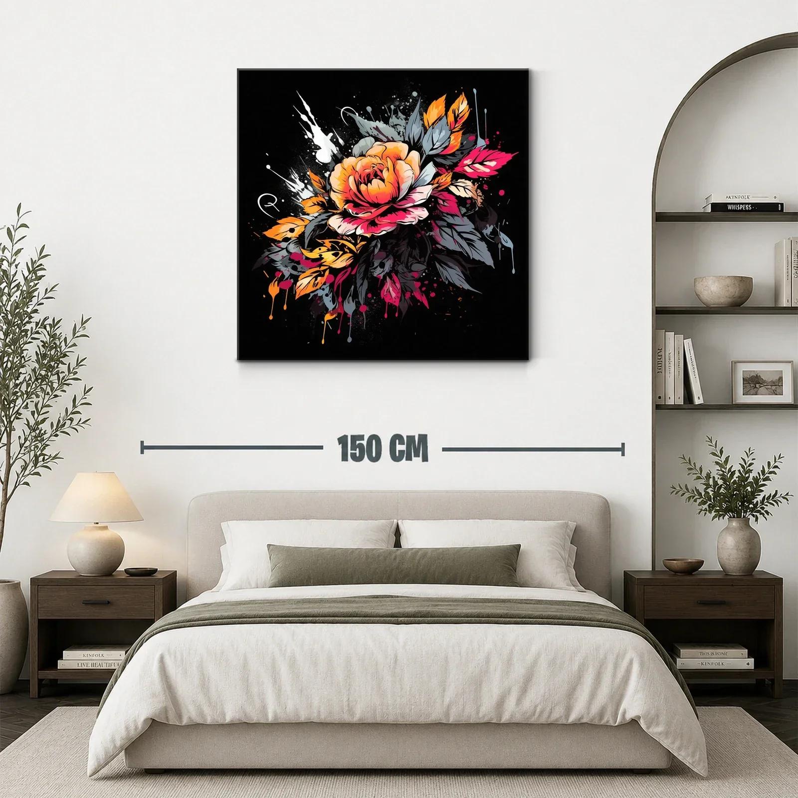 Cuadro moderno con flor en tonos cálidos y diseño vibrante — miniatura 3