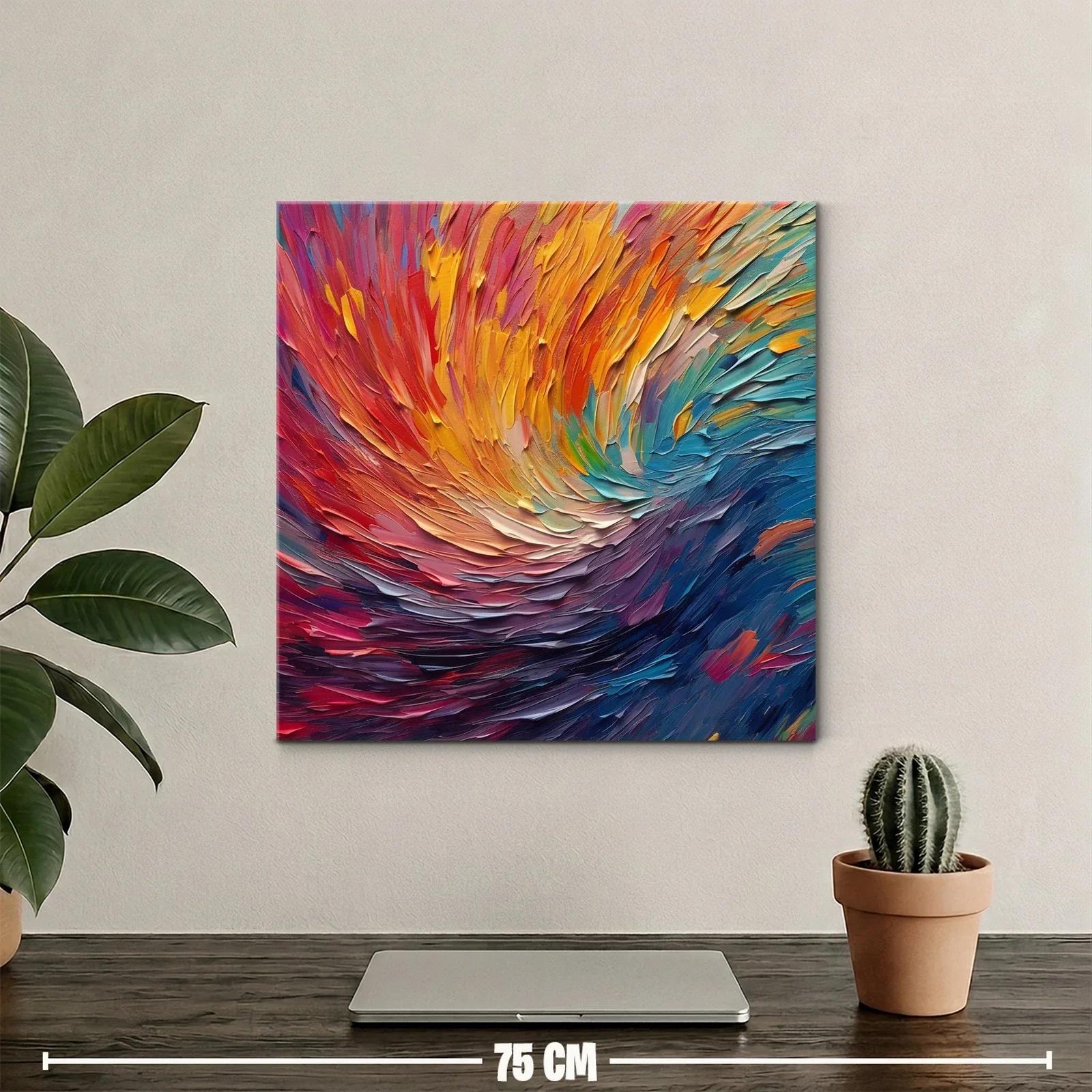 Cuadro abstracto con vibrantes tonos cálidos y fríos — miniatura 2