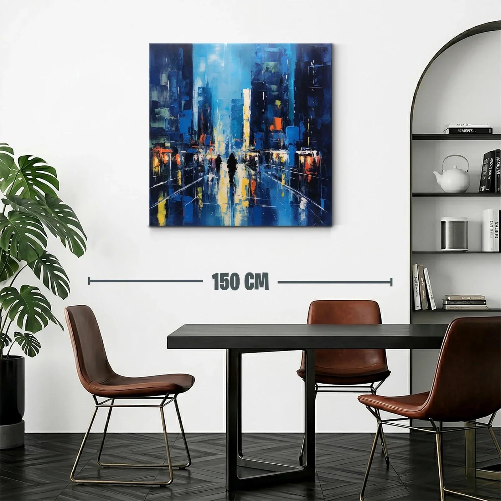 Paisaje urbano nocturno con reflejos vibrantes y figuras — miniatura 2