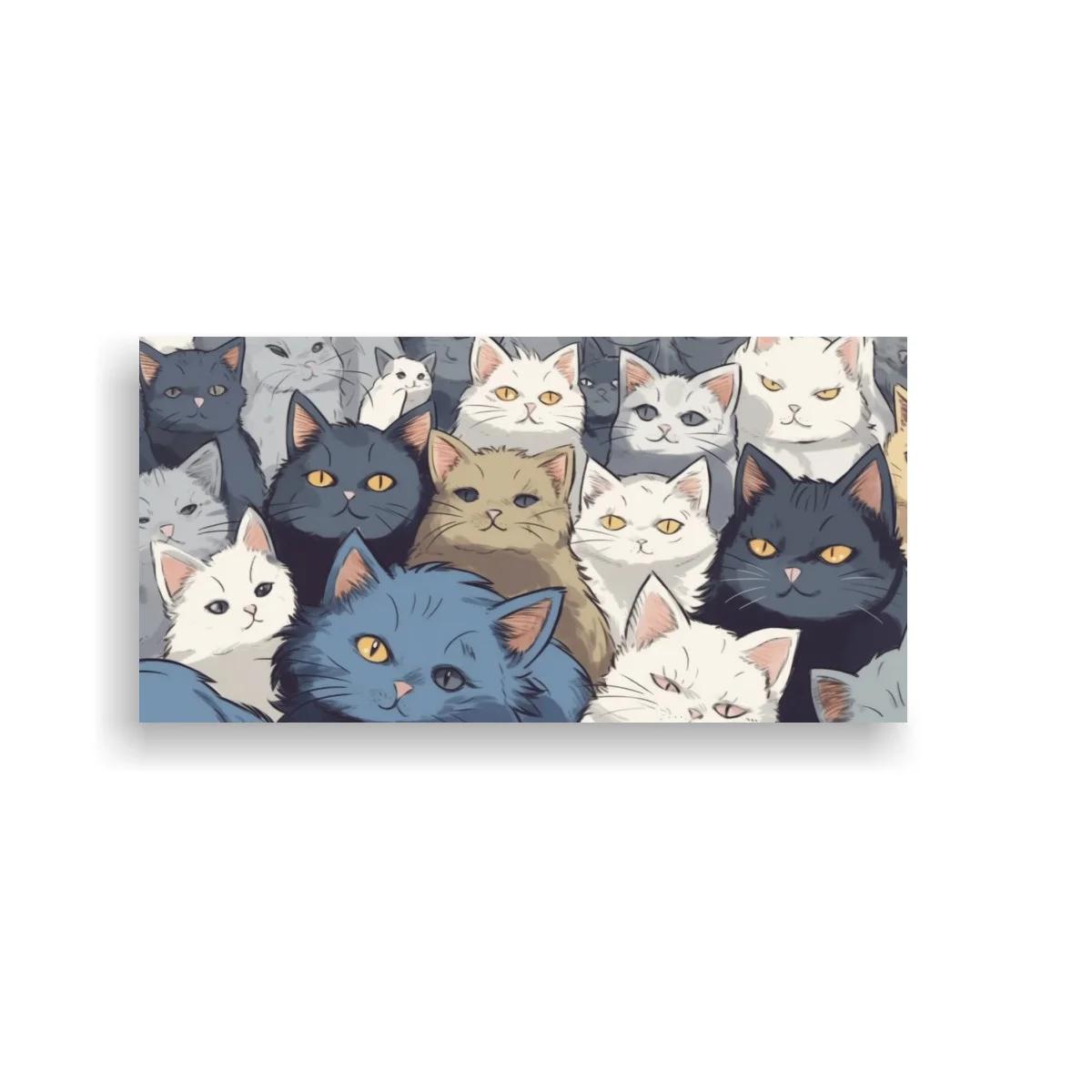 Cuadro grupo de gatos con rostros superpuestos — imagen principal