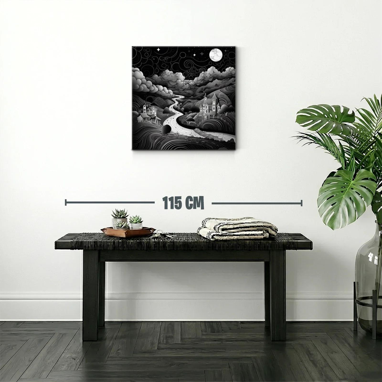 Paisaje nocturno onírico con río bajo la luna llena — miniatura 2