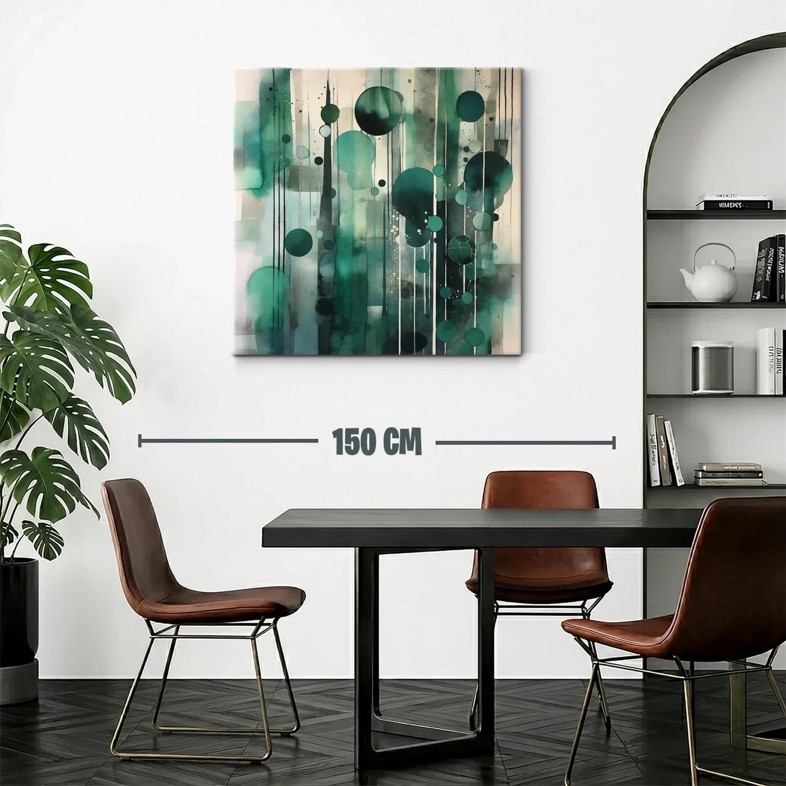 Composición abstracta de círculos y líneas en tonos verdes — miniatura 2