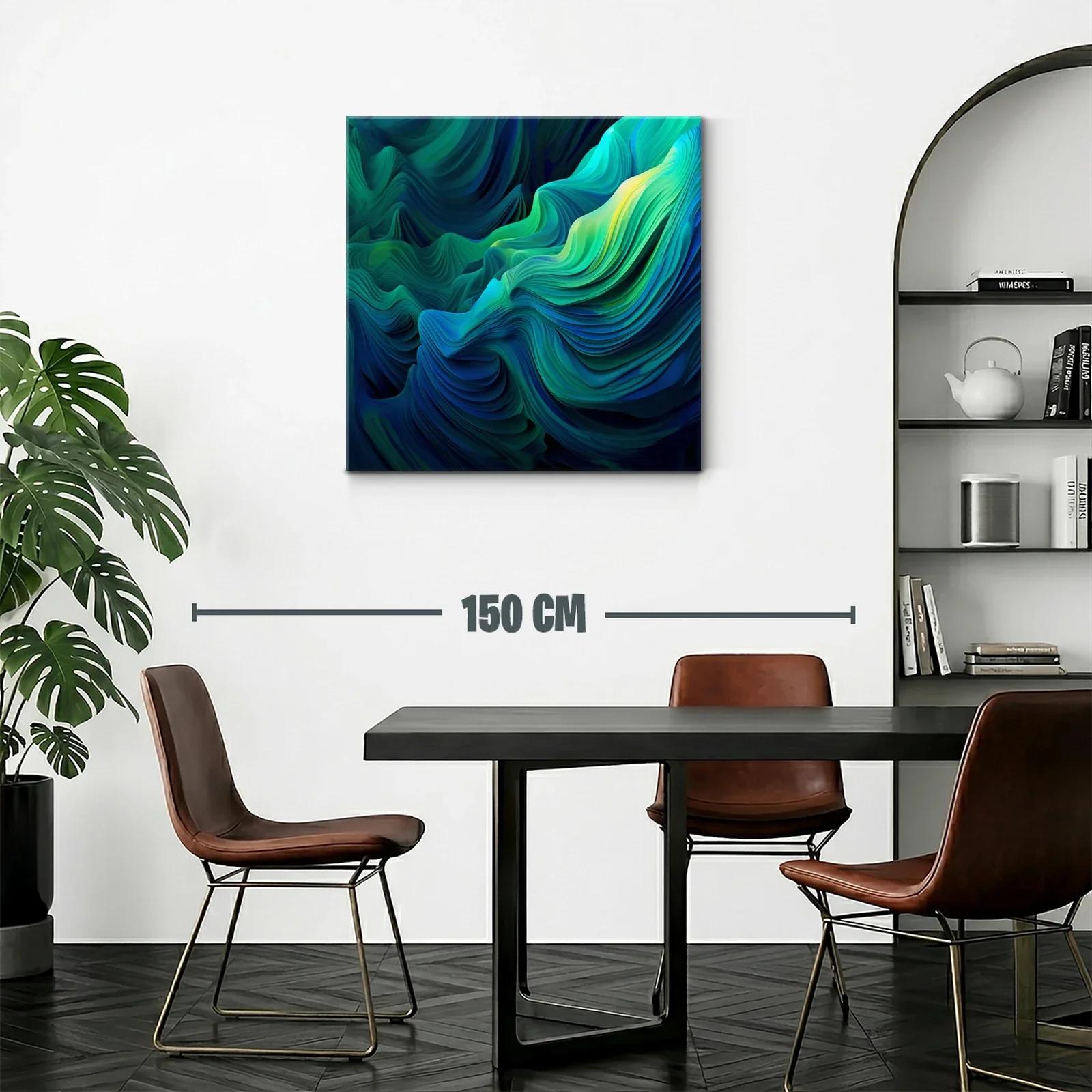 Cuadro Abstracto en Tonos Verdes y Azules Vibrantes — miniatura 2