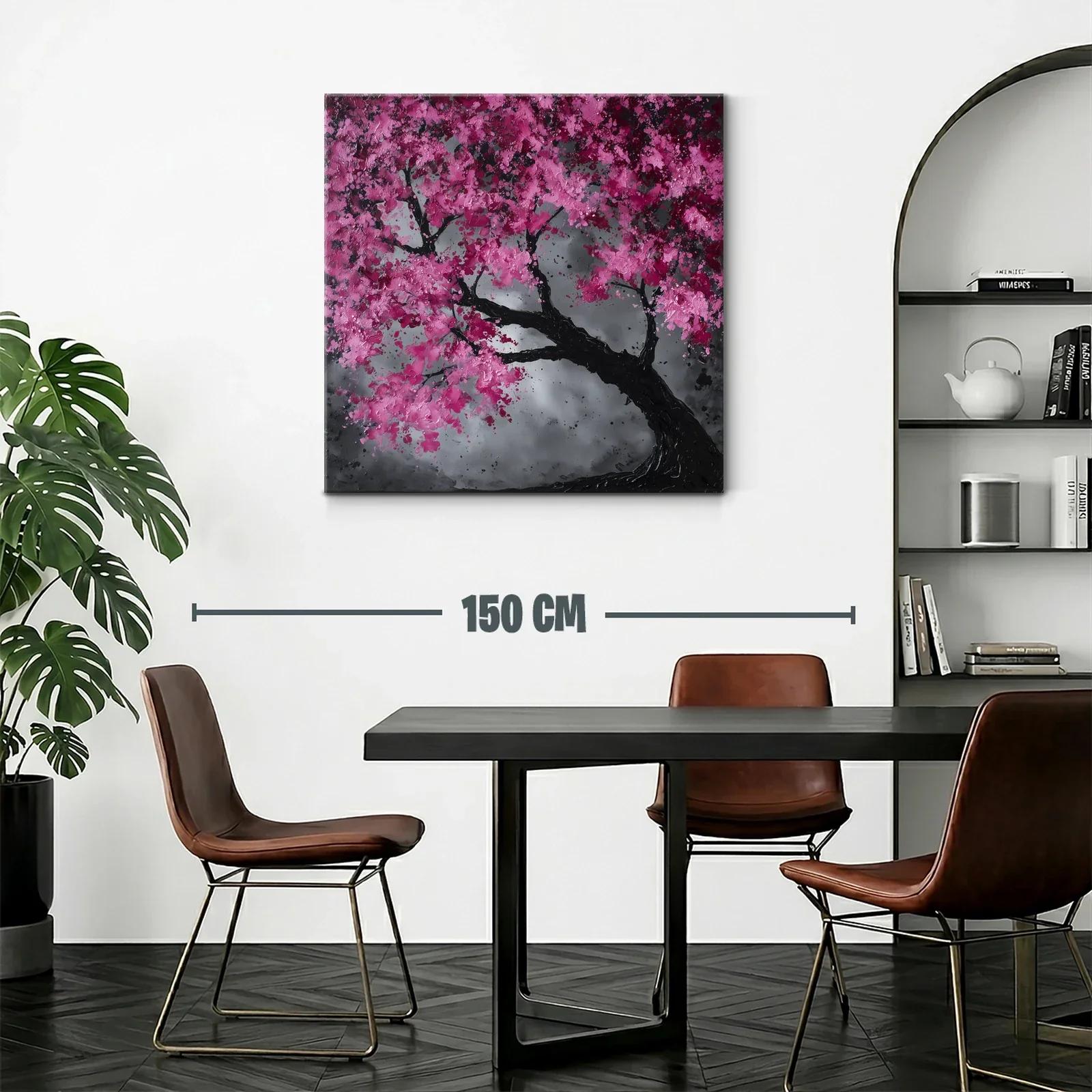 Árbol floreciente con tonos fucsia y fondo gris acero — miniatura 2