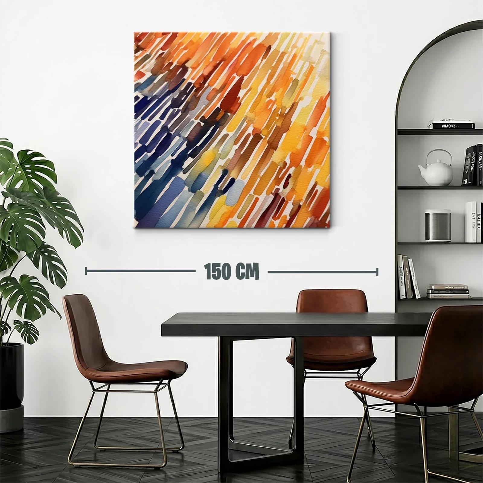 Arte abstracto con tonos cálidos y fríos en trazos verticales — miniatura 2