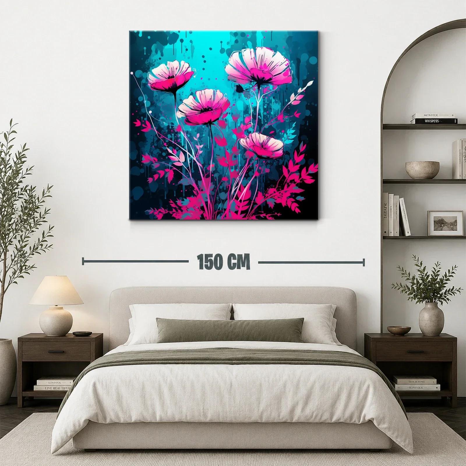 Flores vibrantes en contraste turquesa y magenta — miniatura 3