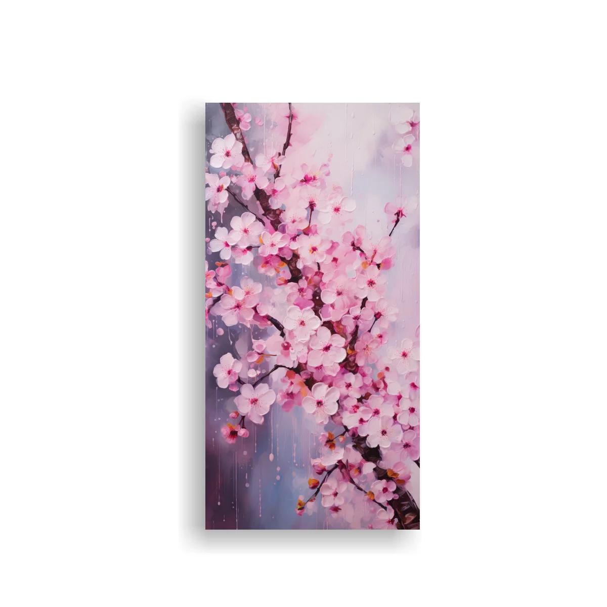 Cuadro flores de cerezo rosadas con goteos etéreos