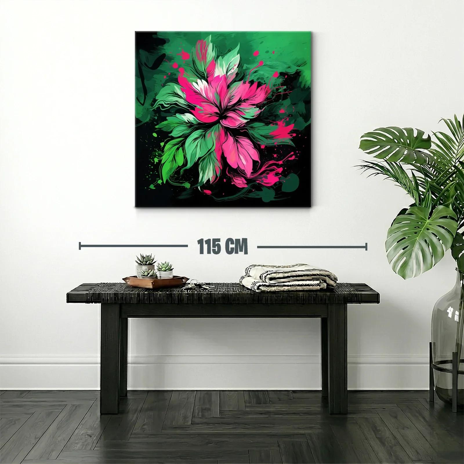 Flor vibrante en tonos verdes y fucsias intensos — miniatura 2