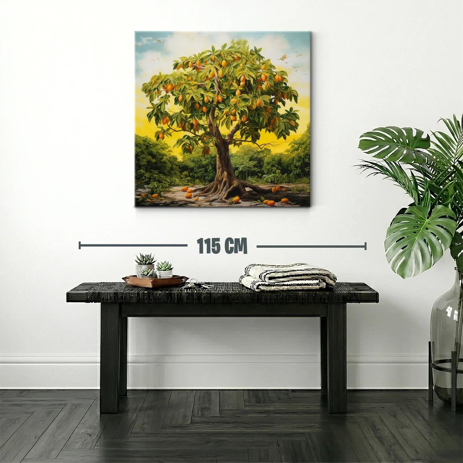 Cuadro árbol frutal en paisaje al atardecer vibrante — miniatura 2