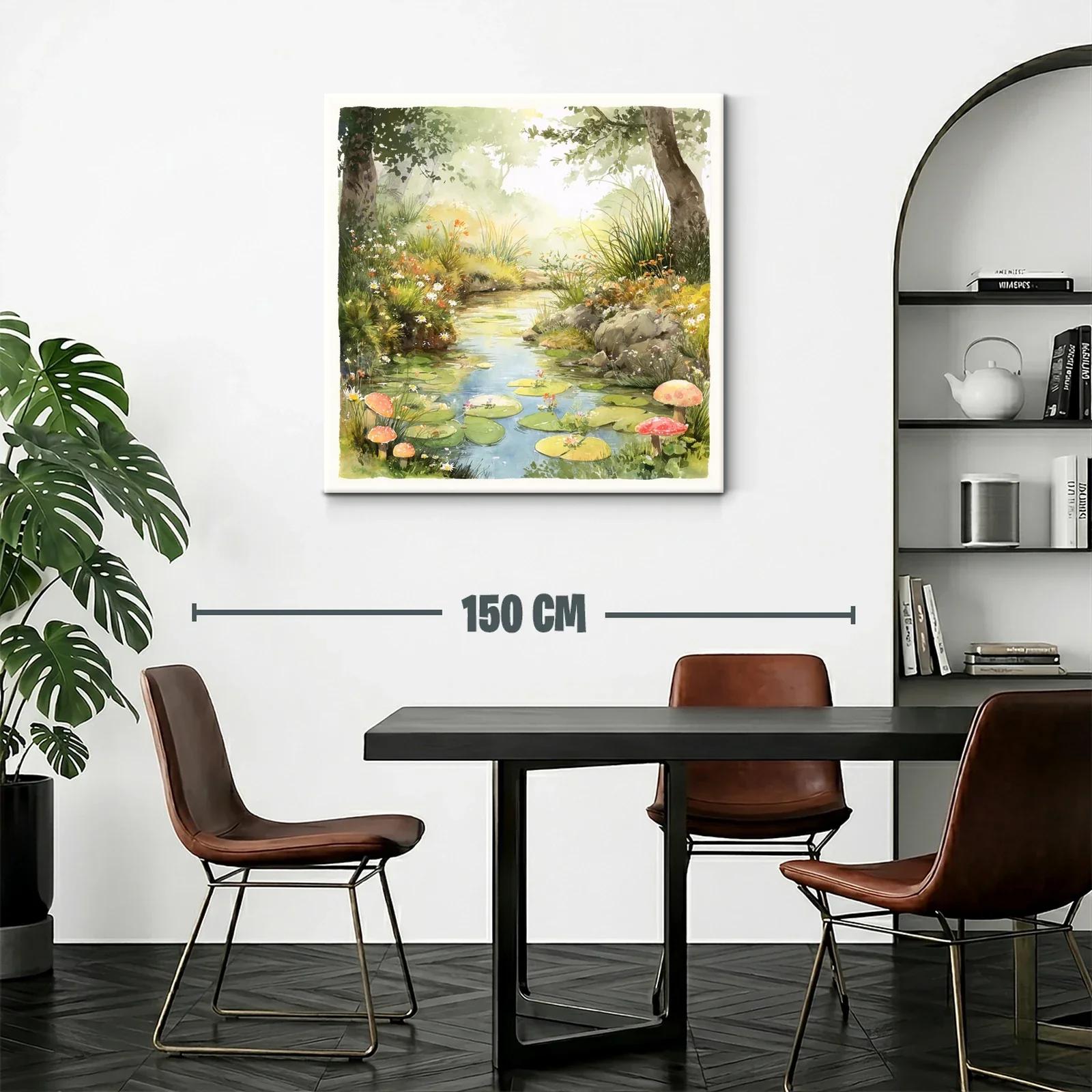 Paisaje natural con estanque y setas entre vegetación — miniatura 2