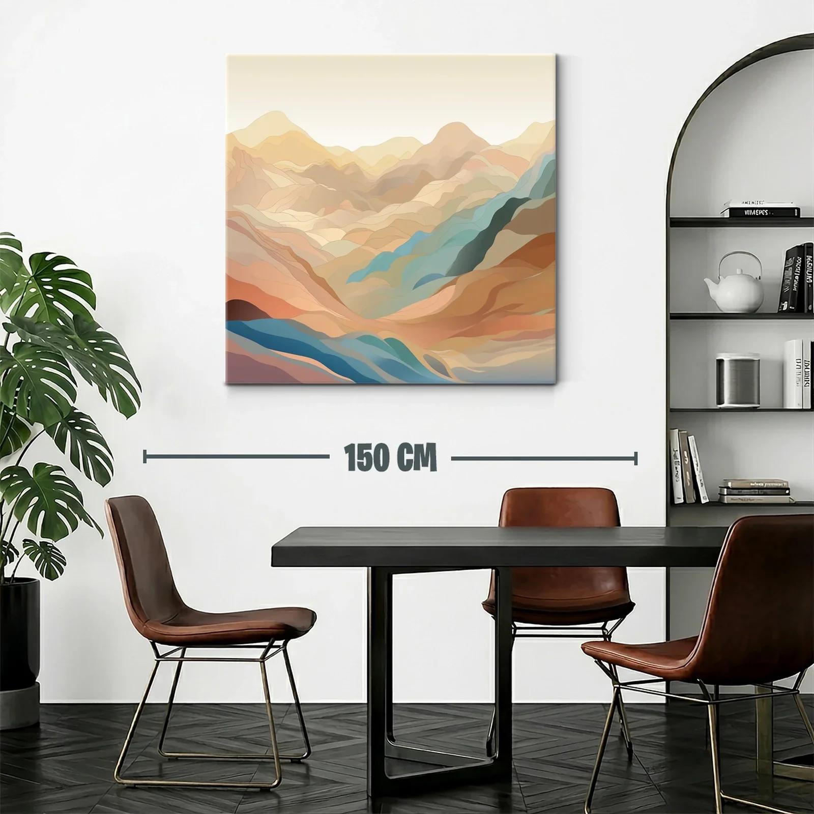 Paisaje abstracto de montañas en tonos cálidos y fríos suaves — miniatura 2