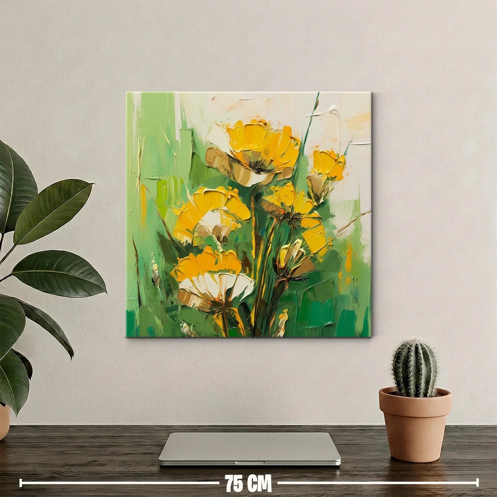 Cuadro floral en tonos verdes y amarillos vibrantes — miniatura 2