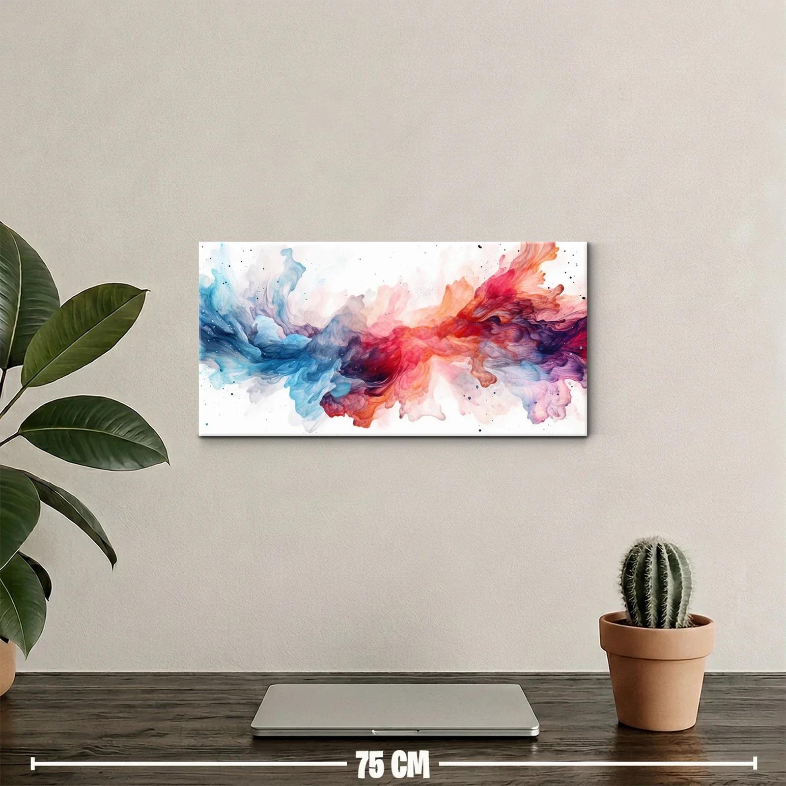 Cuadro nube de tinta abstracta en tonos azules rosas y rojizos — miniatura 2