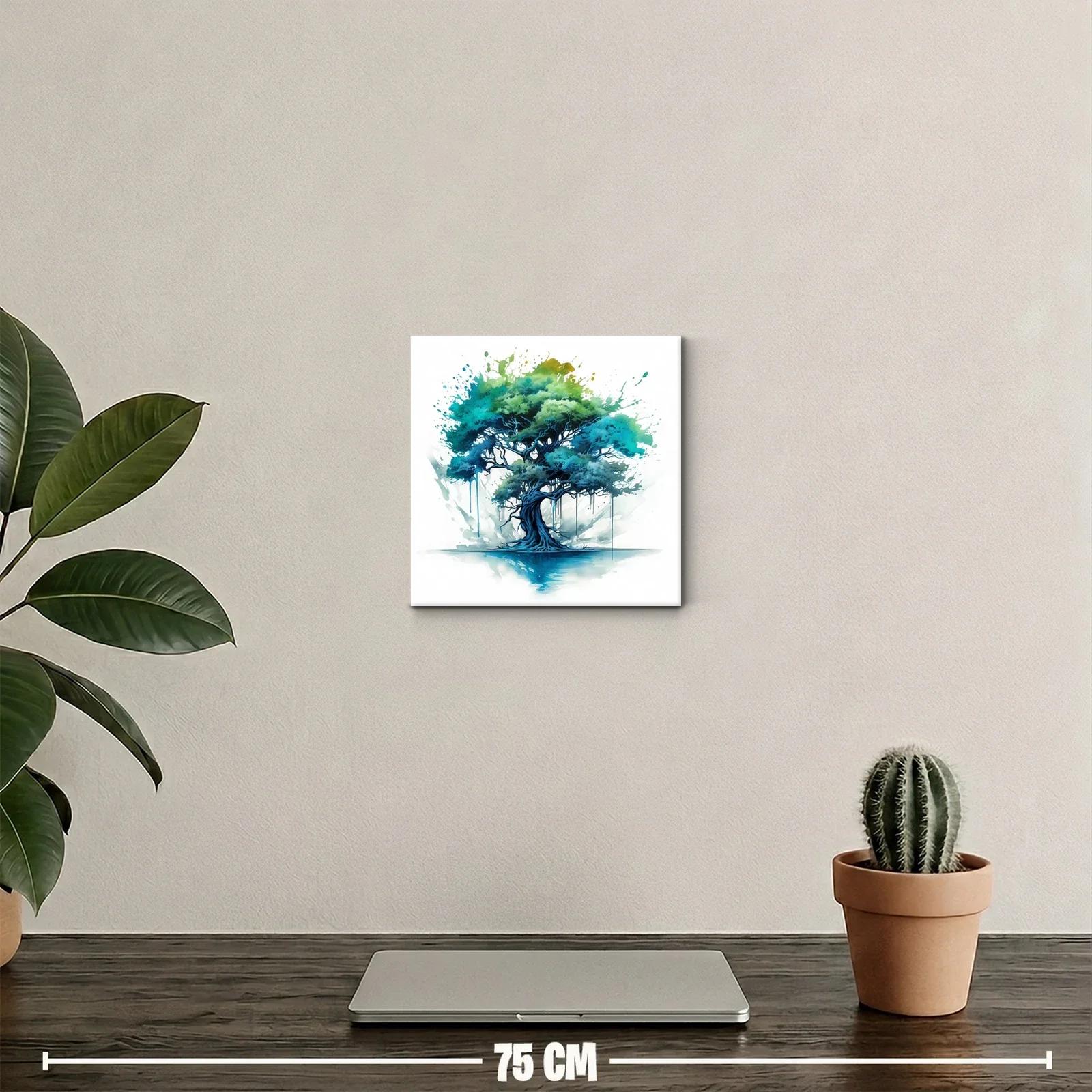 Árbol vibrante con tonos azules y verdes intensos — miniatura 2