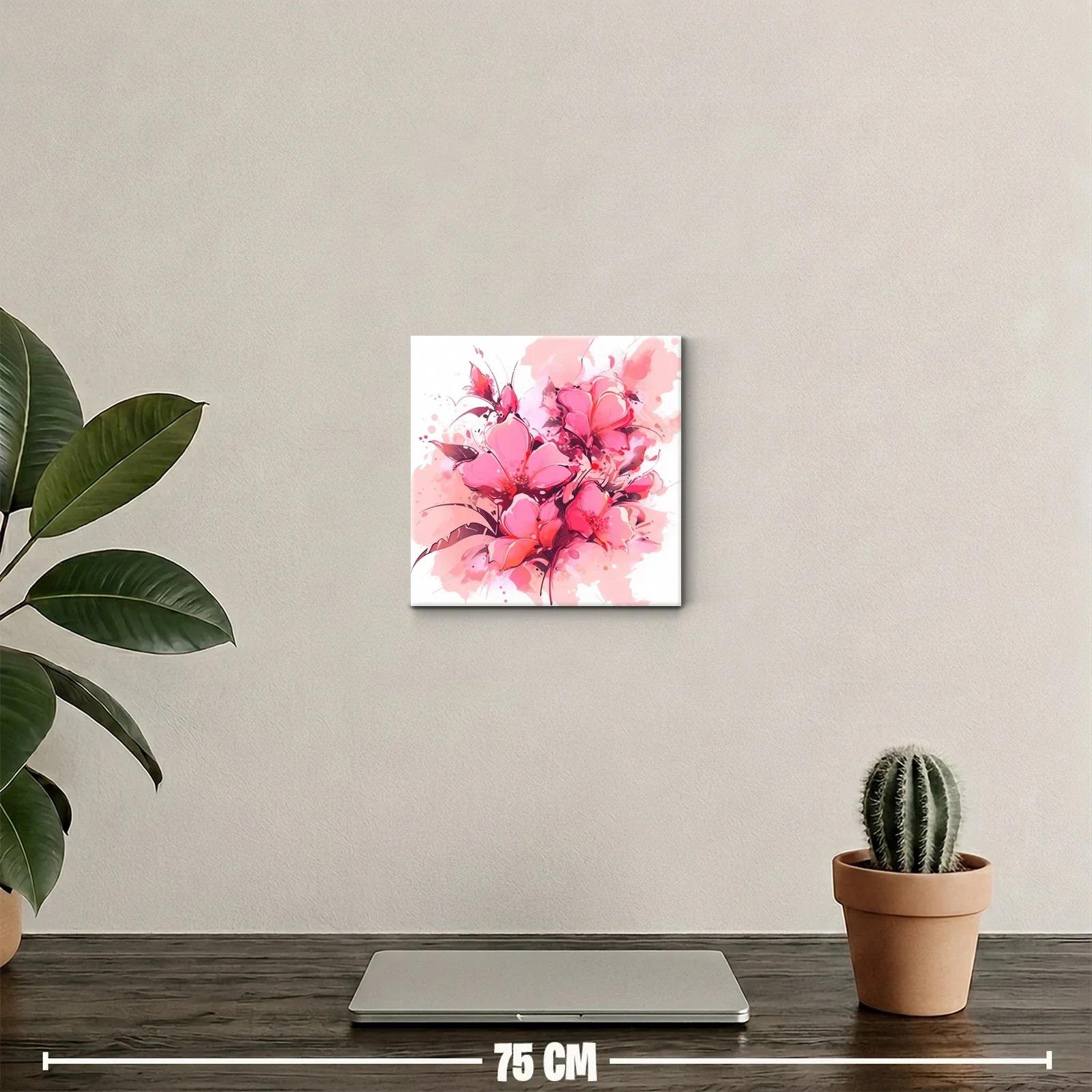 Cuadro floral en tonos rosas vibrantes para decorar — miniatura 2