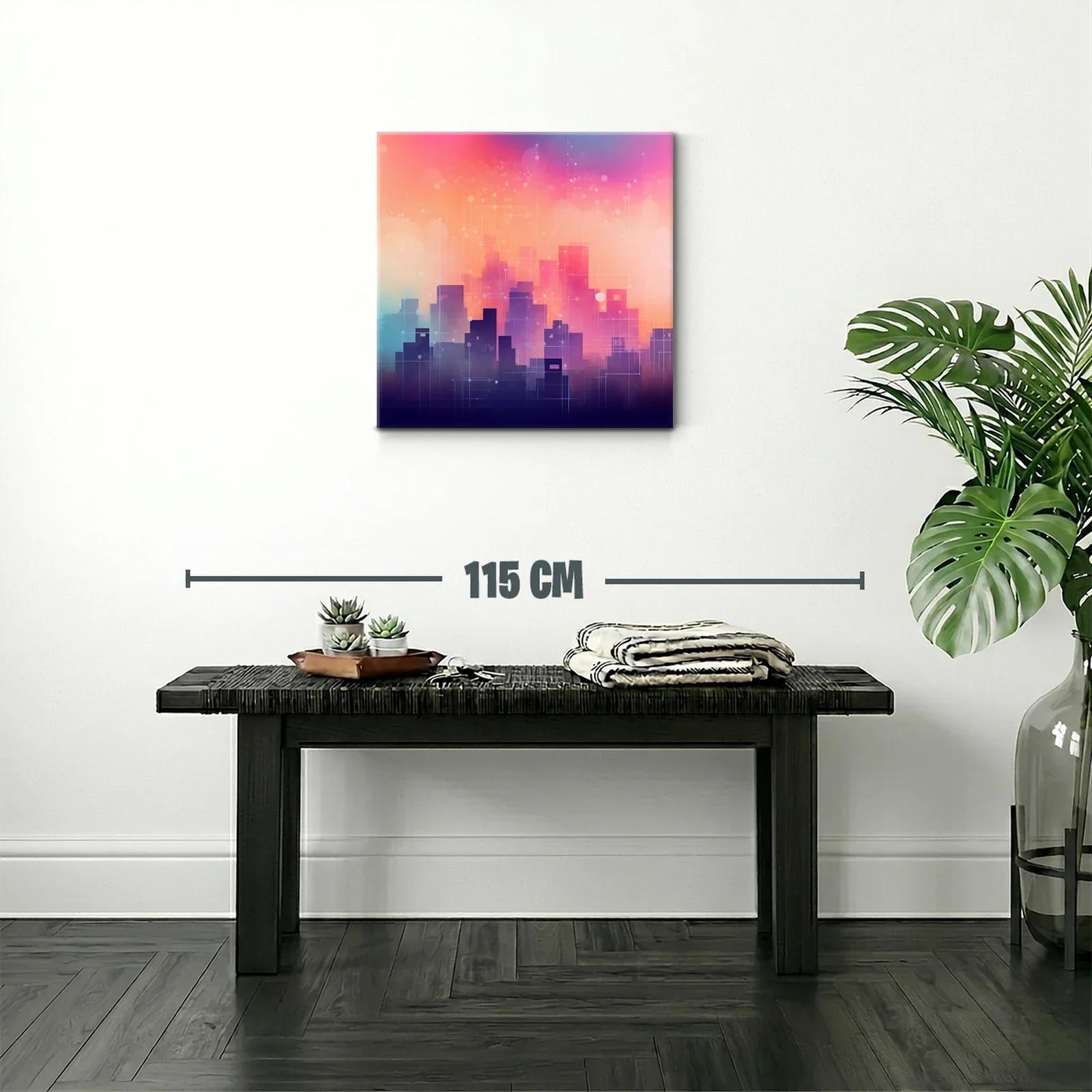 Ciudad abstracta en tonos cálidos y vibrantes al atardecer — miniatura 2