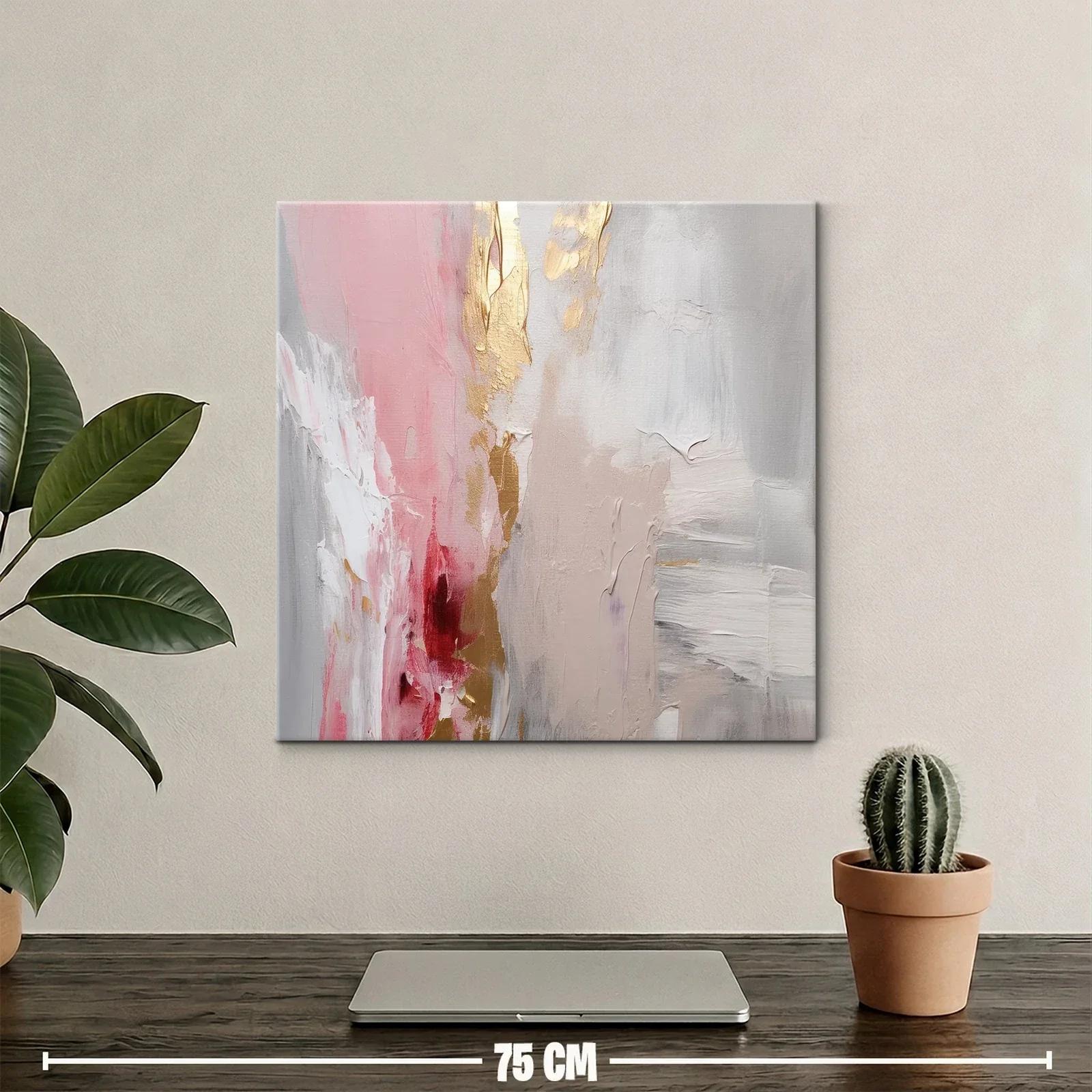 Cuadro abstracto en tonos rosas y dorados elegantes — miniatura 2