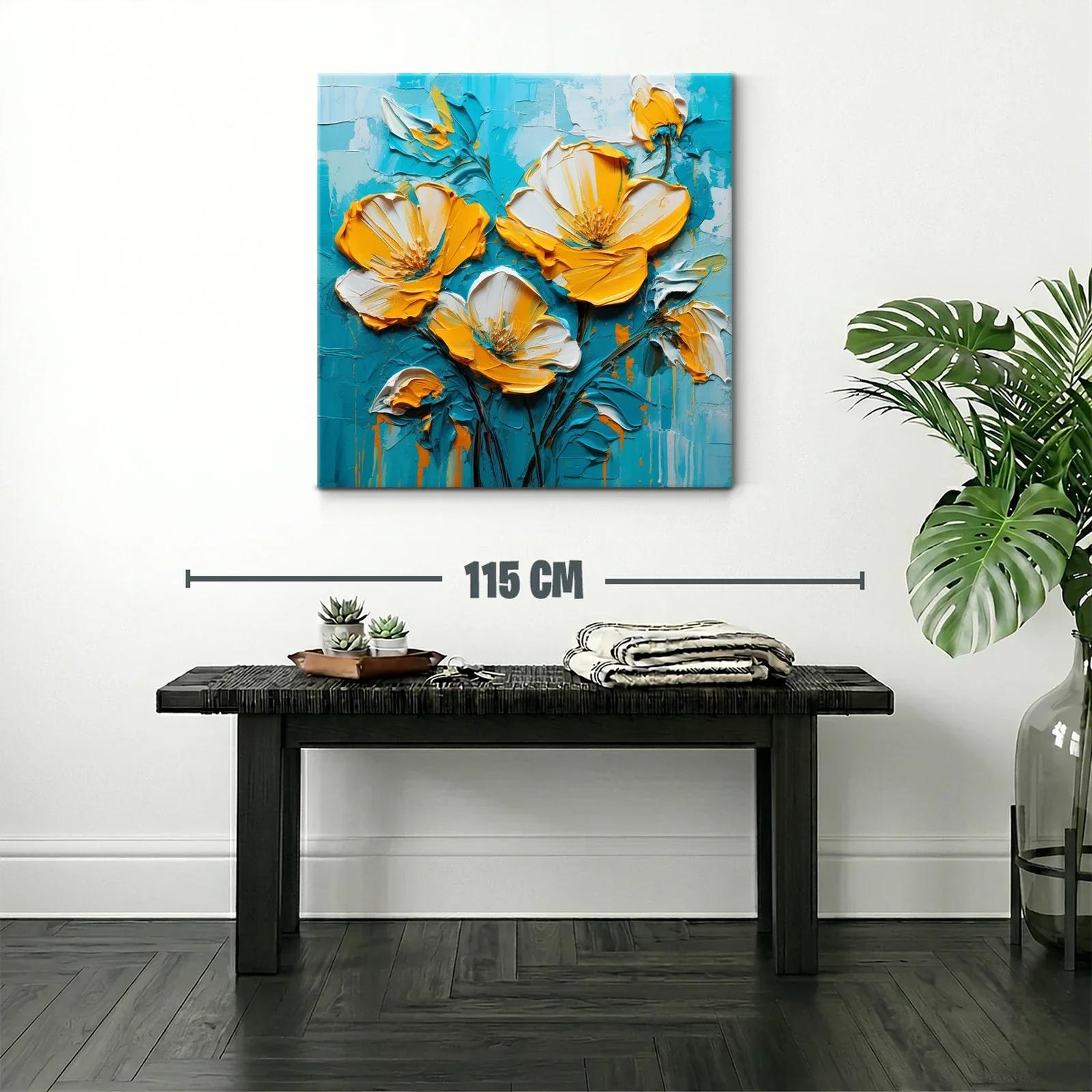 Flores vibrantes en tonos amarillos y azules equilibrados — miniatura 2