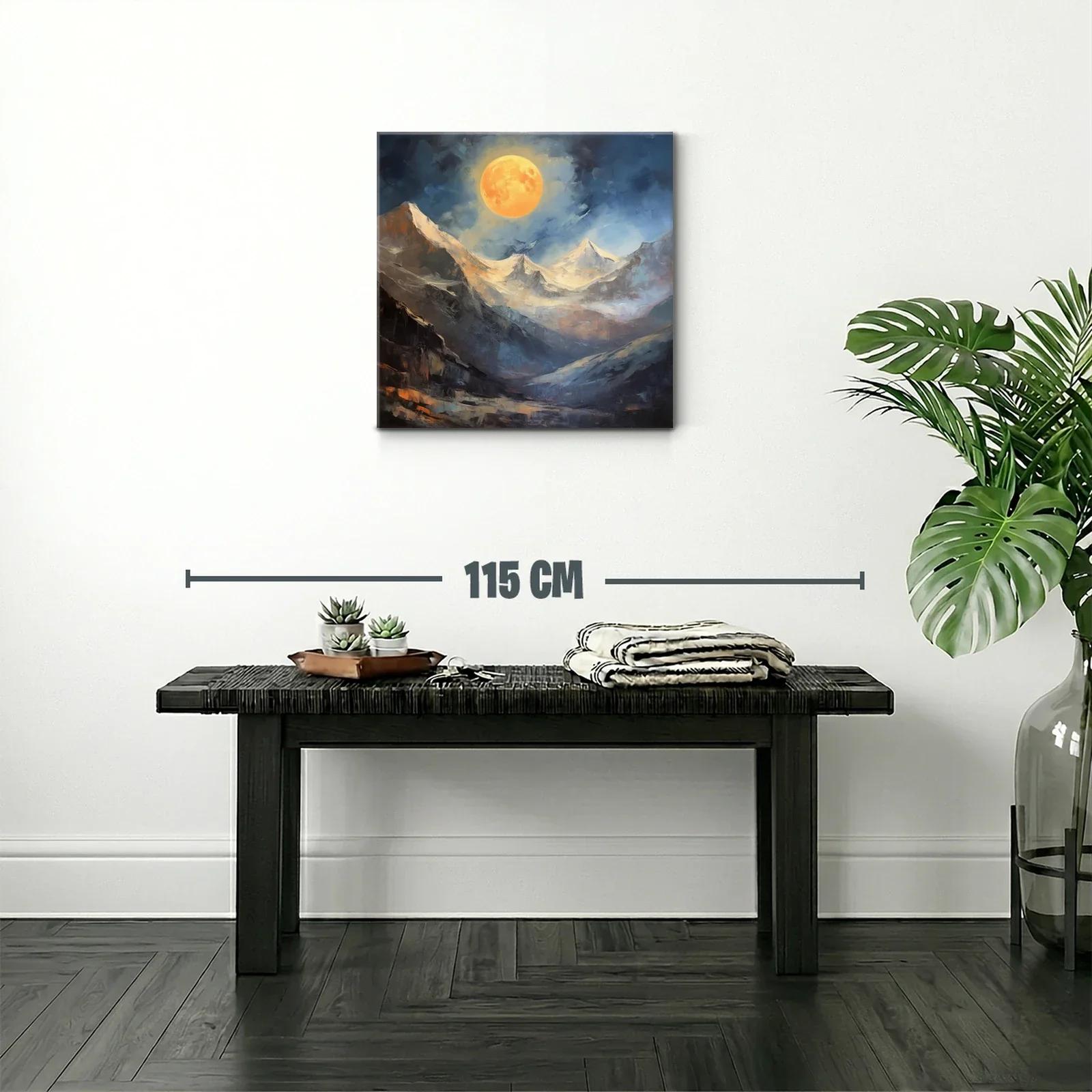 Paisaje Montañoso con Luna Llena en Tonos Cálidos y Fríos — miniatura 2