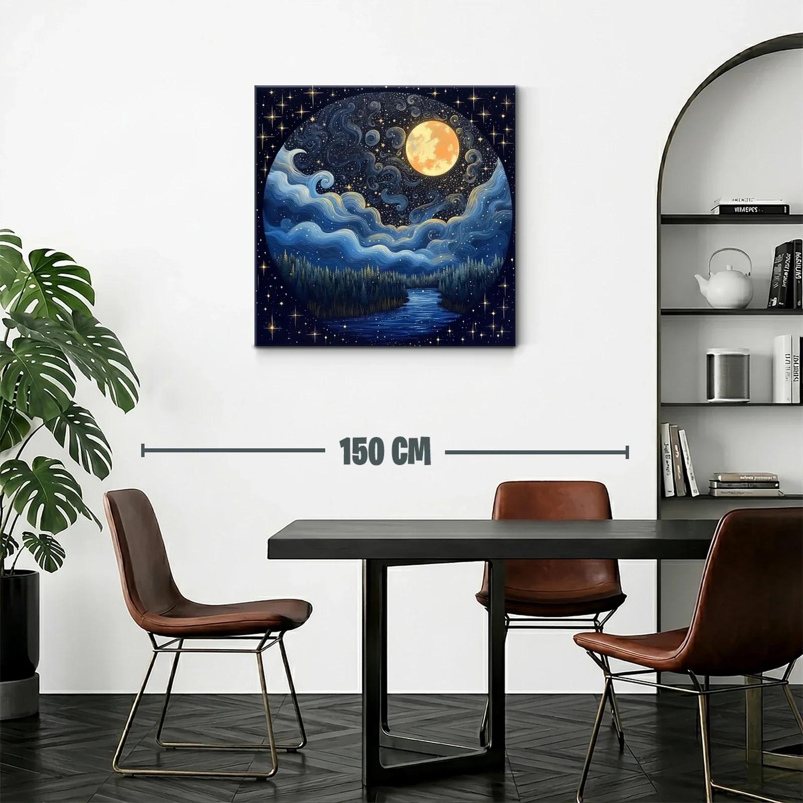 Paisaje nocturno con luna llena y cielo estrellado — miniatura 2
