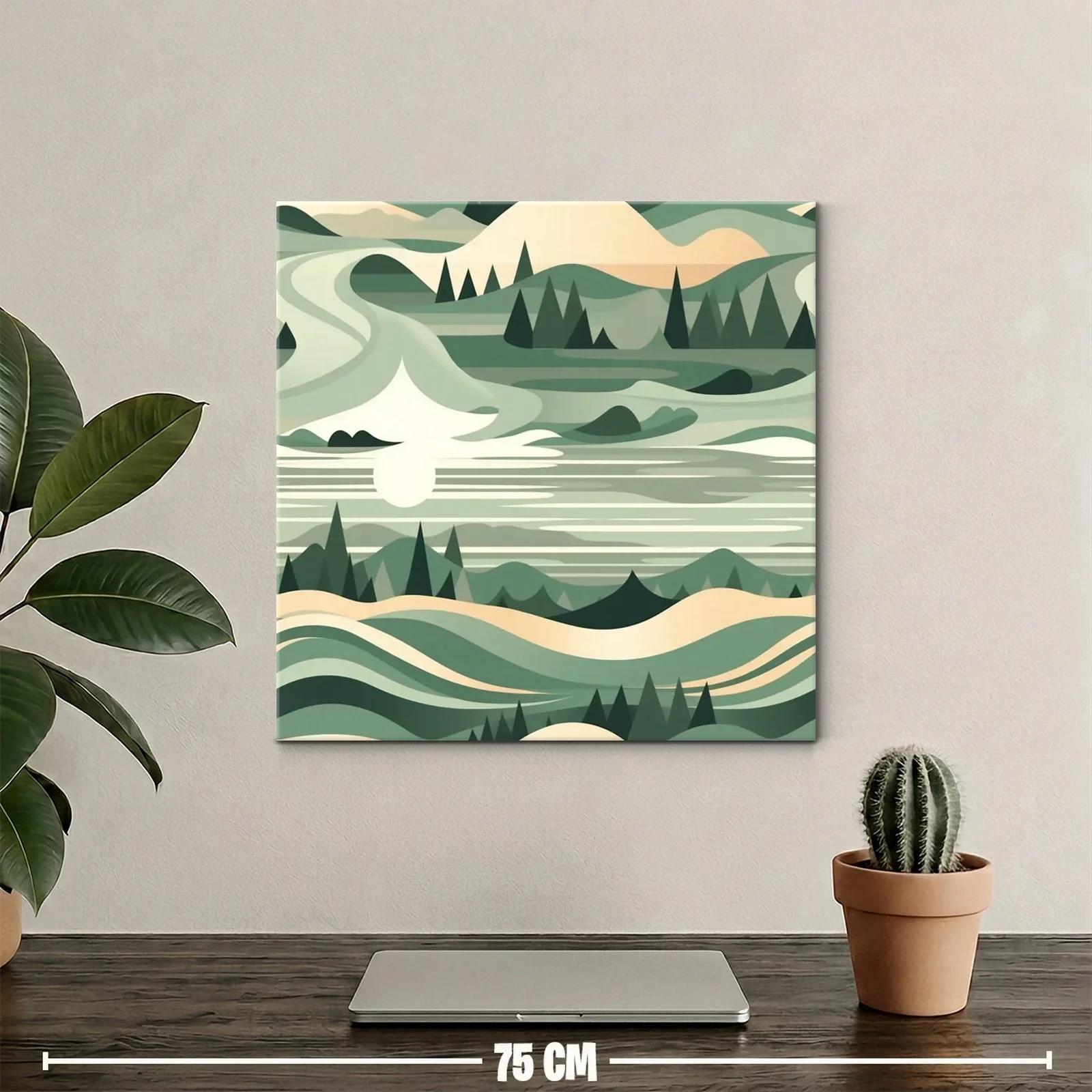 Paisaje abstracto en tonos verdes y beige — miniatura 2