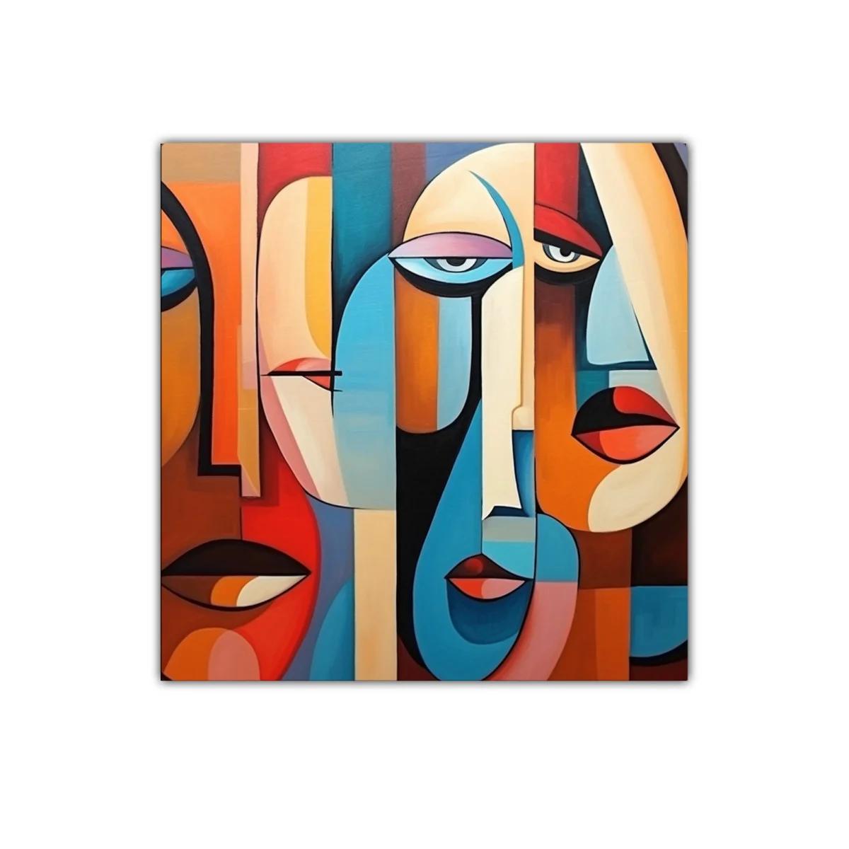 Composición abstracta con rostros de colores llamativos — imagen principal