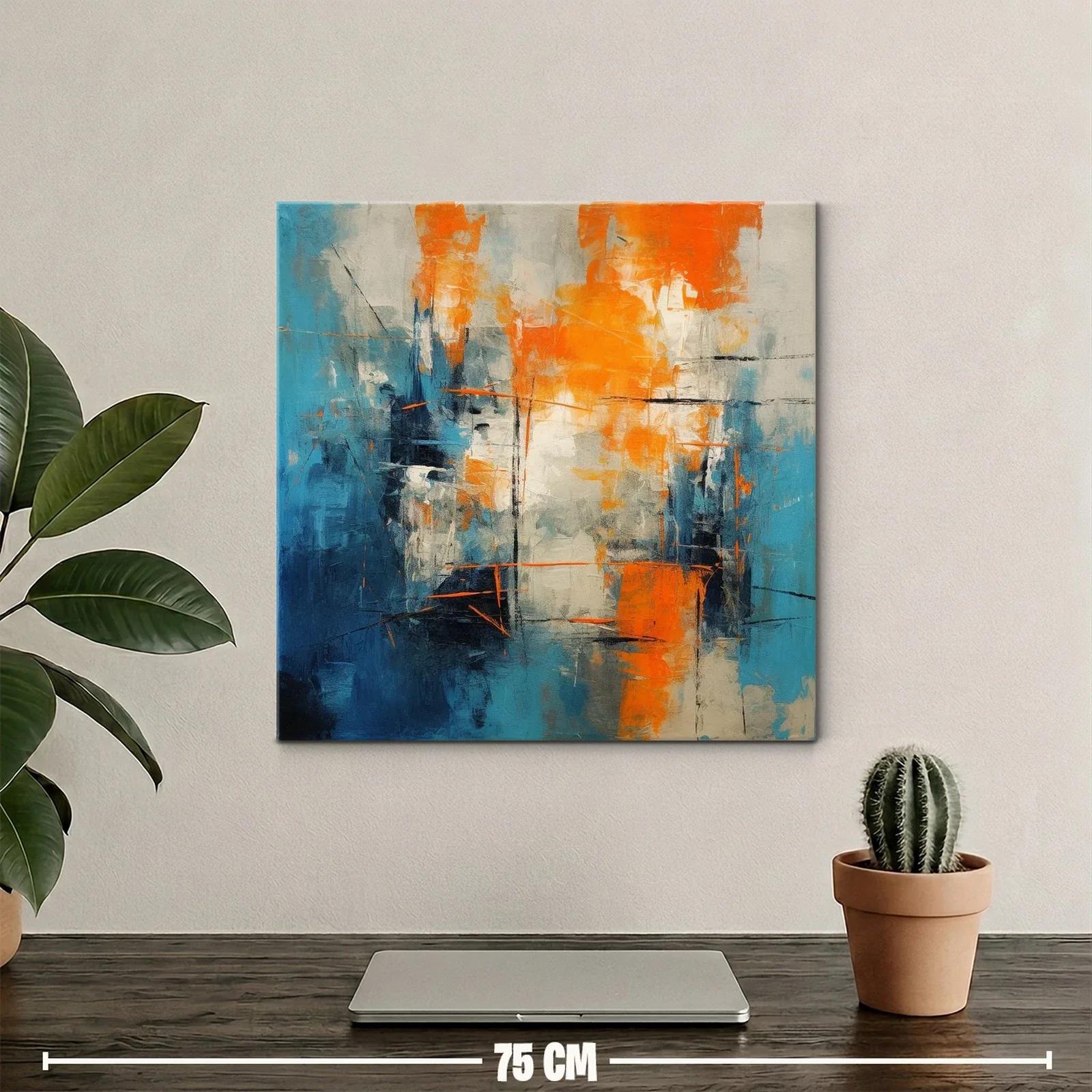 Cuadro abstracto con vibrantes tonos azul y naranja — miniatura 2