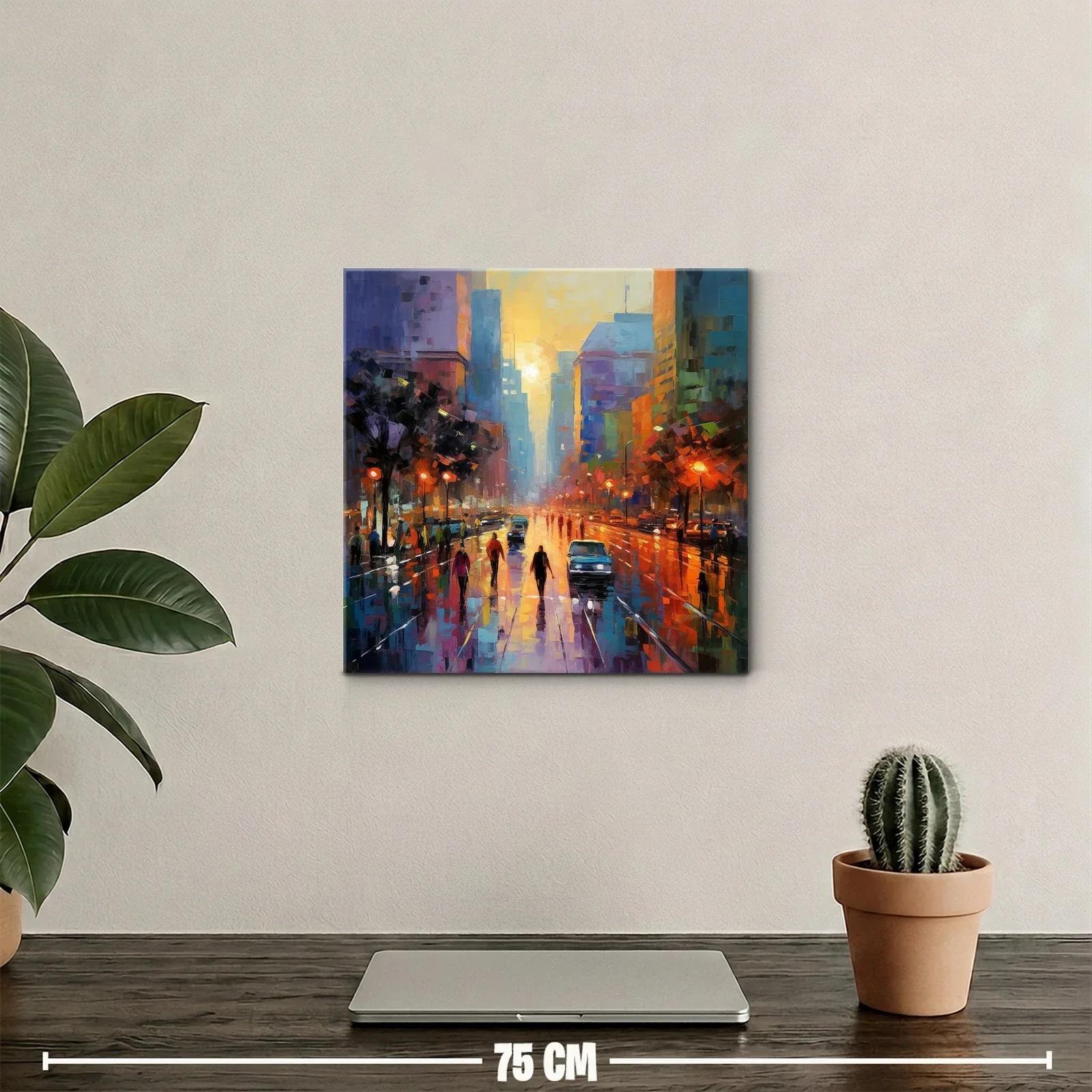 Atardecer urbano con reflejos y luces brillantes — miniatura 2