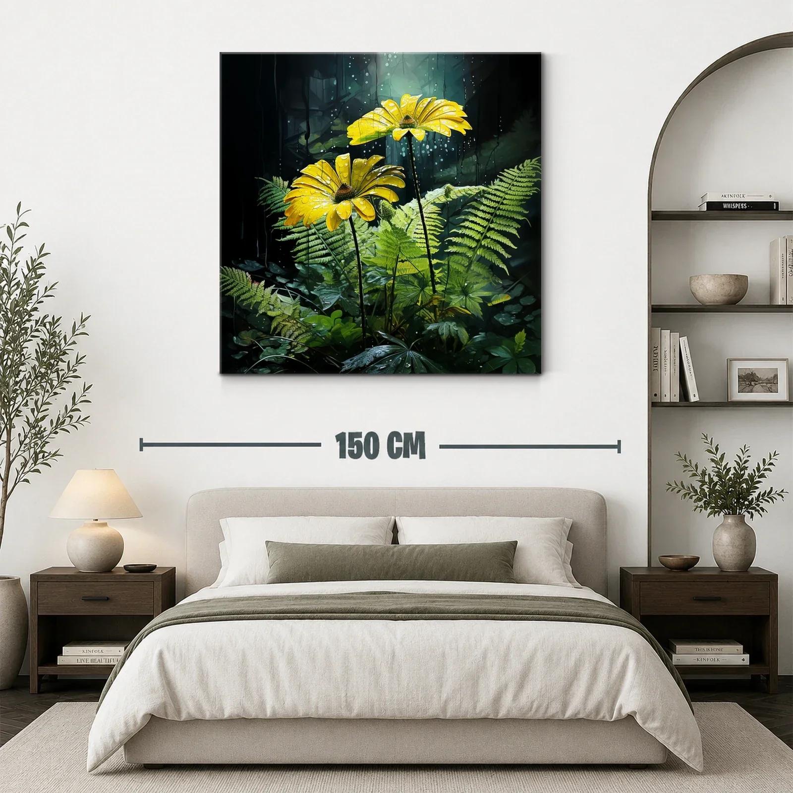 Flores Amarillas Luminosas entre Helechos Verdes — miniatura 3