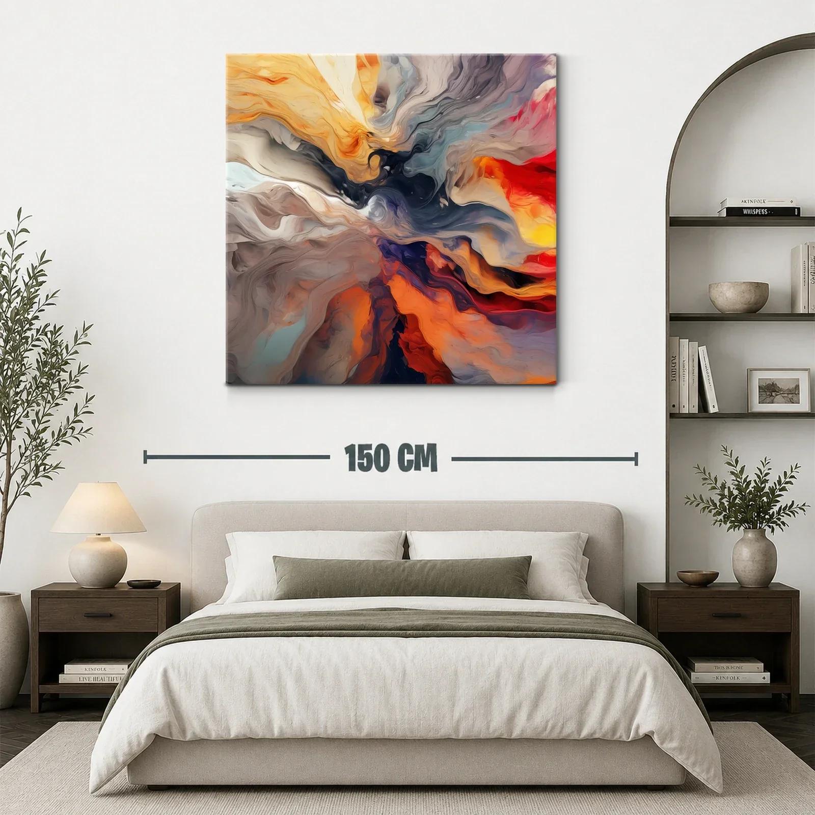 Cuadro abstracto con vibrantes tonos cálidos y fríos — miniatura 3