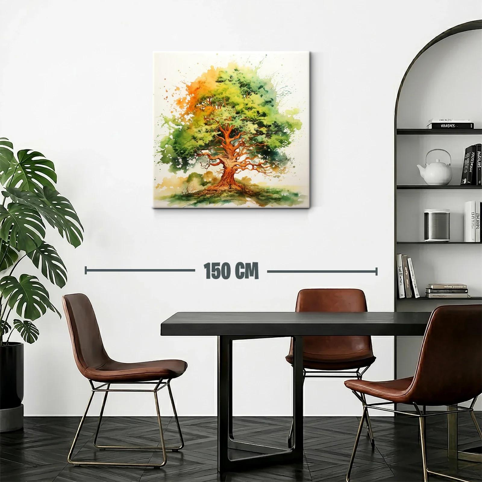 Árbol vibrante con follaje en tonos verdes y naranjas — miniatura 2