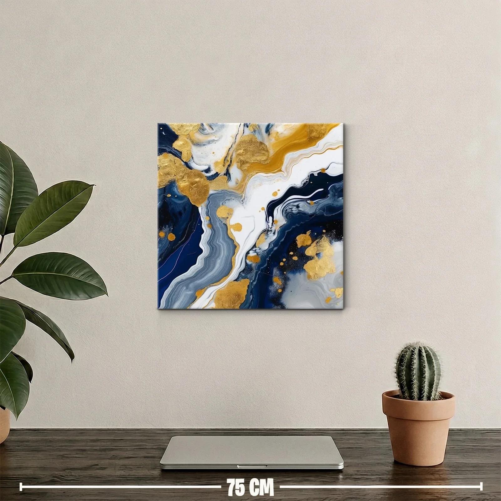 Arte abstracto en tonos dorados y azul profundo elegante — miniatura 2