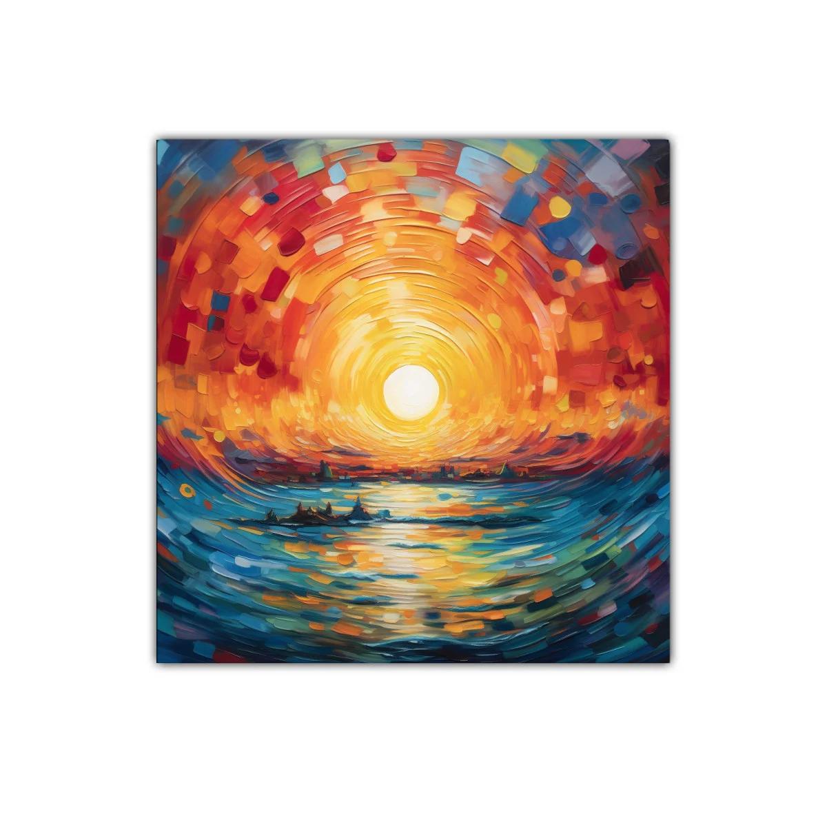 Explosión de color en bello atardecer sobre el mar