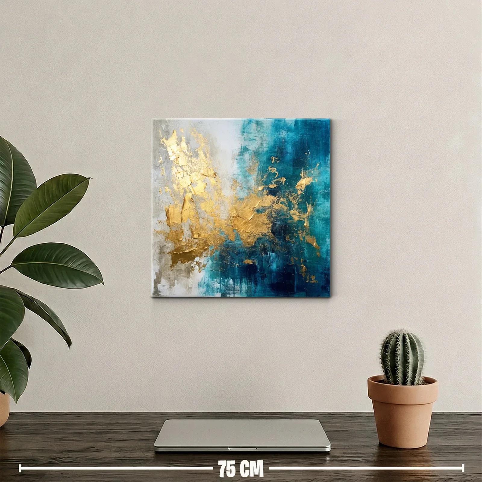 Composición abstracta en tonos azul y dorado elegante — miniatura 2
