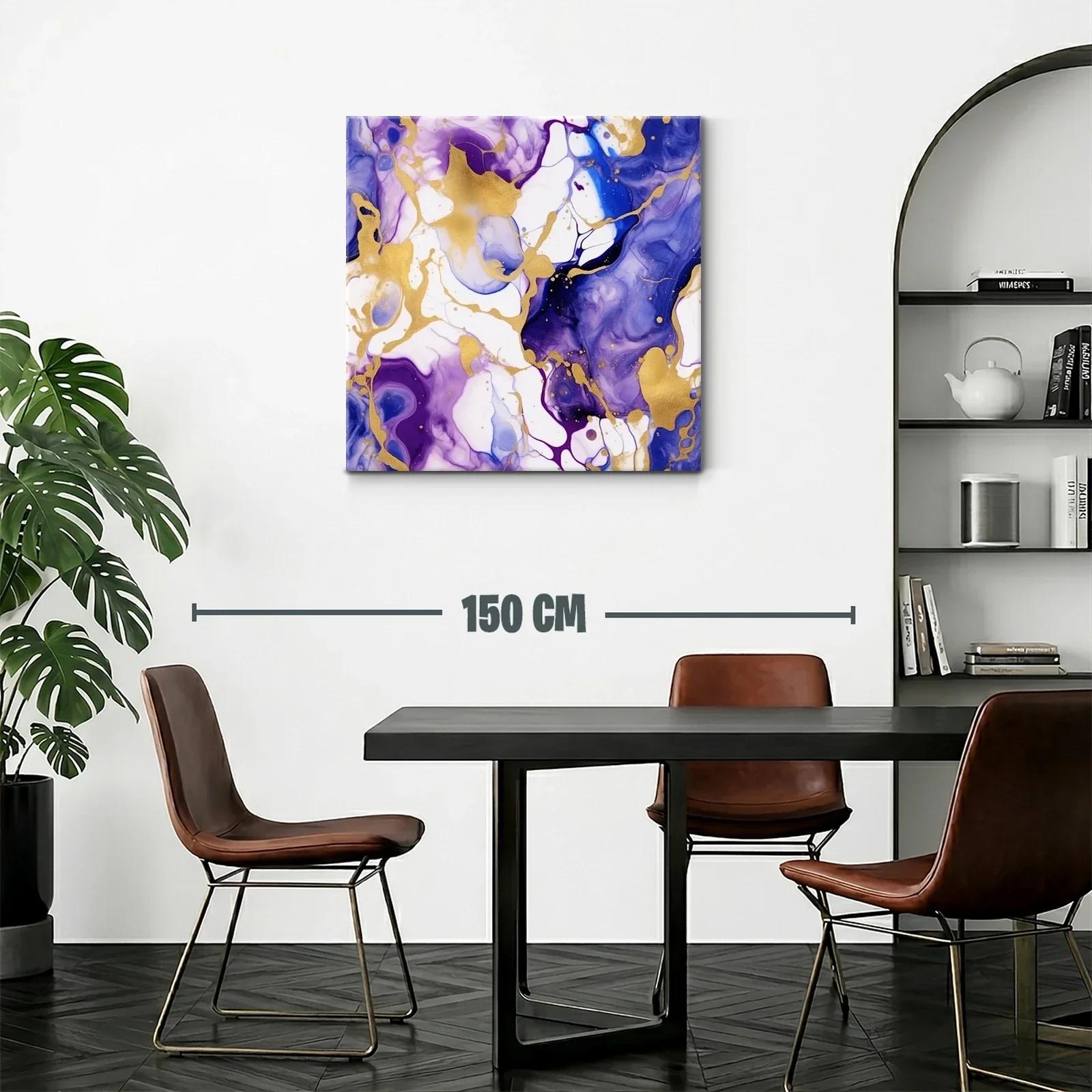 Composición abstracta en tonos violetas y dorados vibrantes — miniatura 2