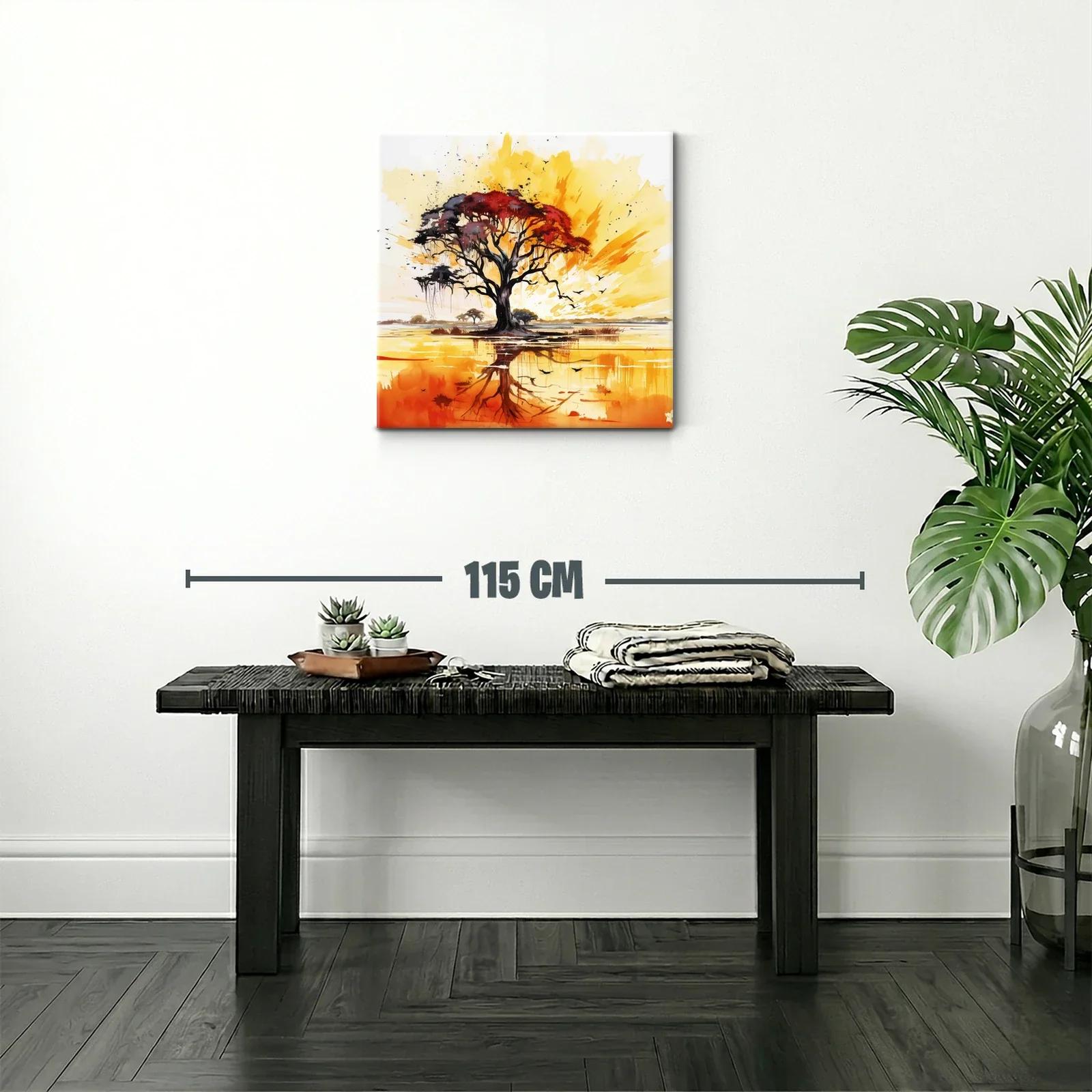 Árbol en atardecer vibrante con reflejos cálidos y elegantes — miniatura 2