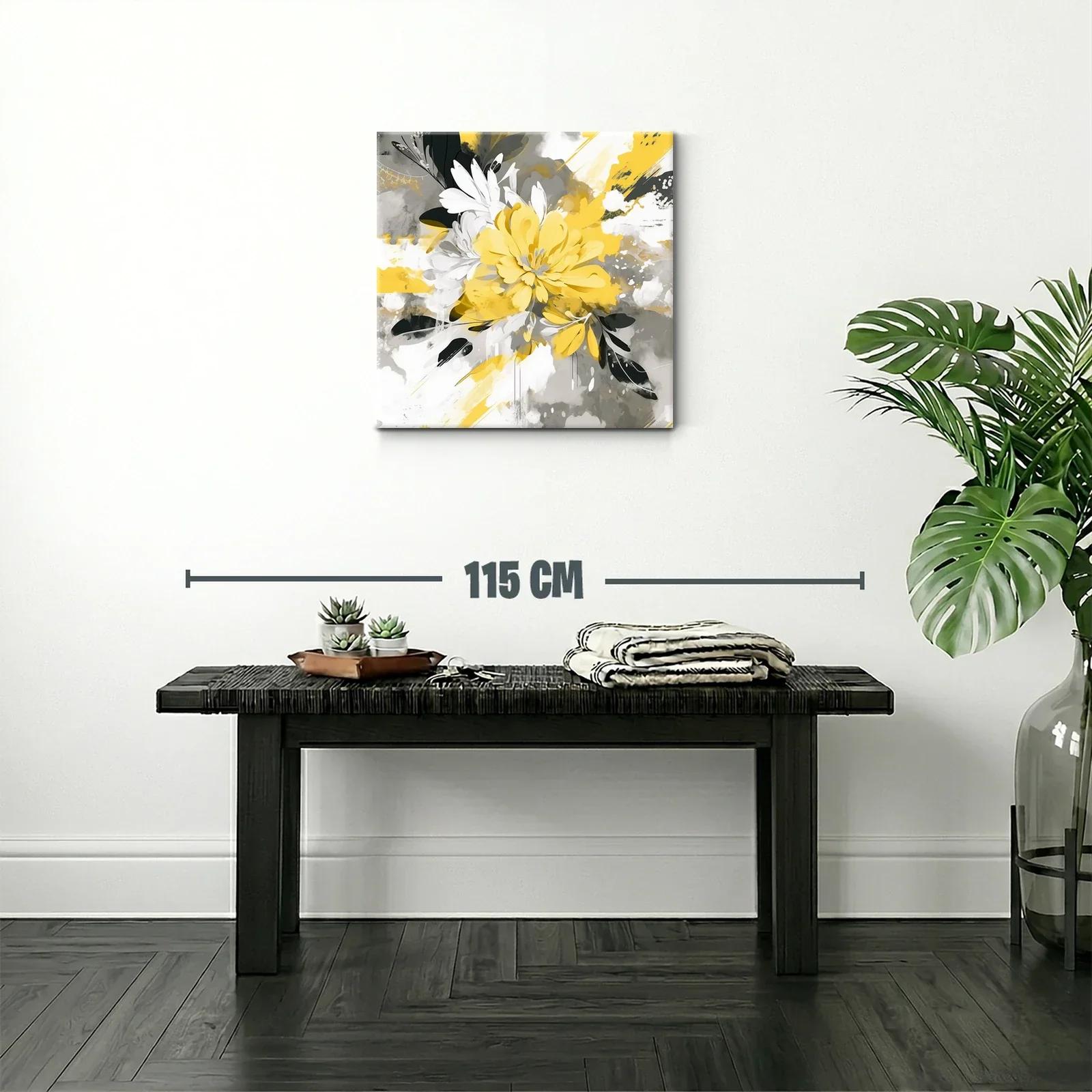 Flor Abstracta en Amarillo Gris y Blanco Moderna y Vibrante — miniatura 2