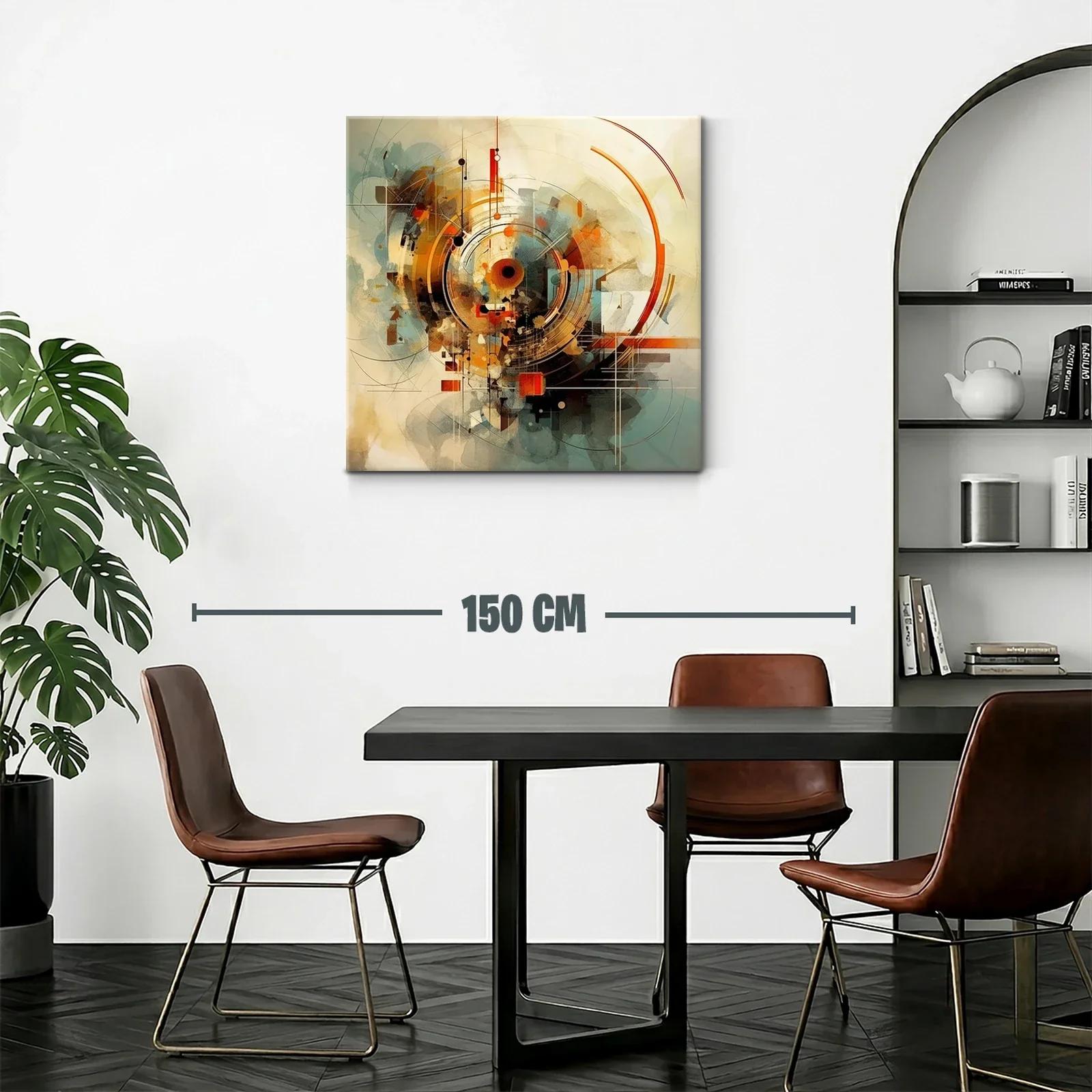 Composición abstracta con círculos y líneas en tonos cálidos — miniatura 2