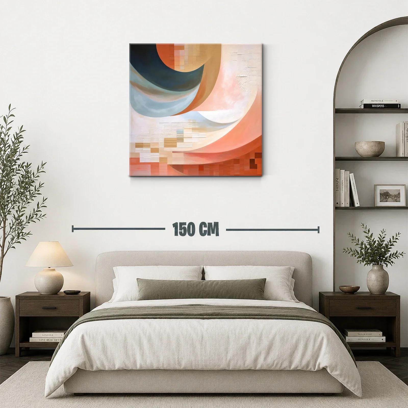 Composición abstracta con curvas y tonos cálidos y fríos — miniatura 3