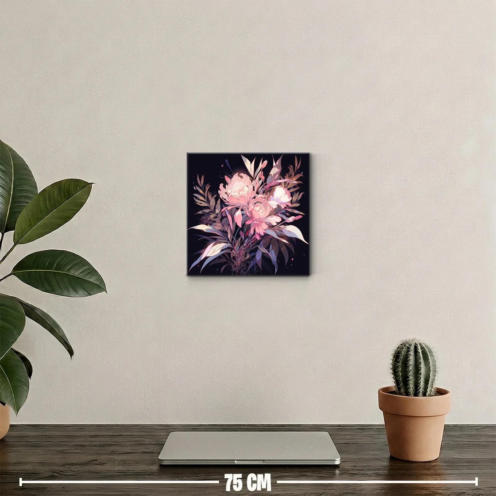 Ramo floral delicado en tonos rosa y lavanda sobre fondo oscuro — miniatura 2