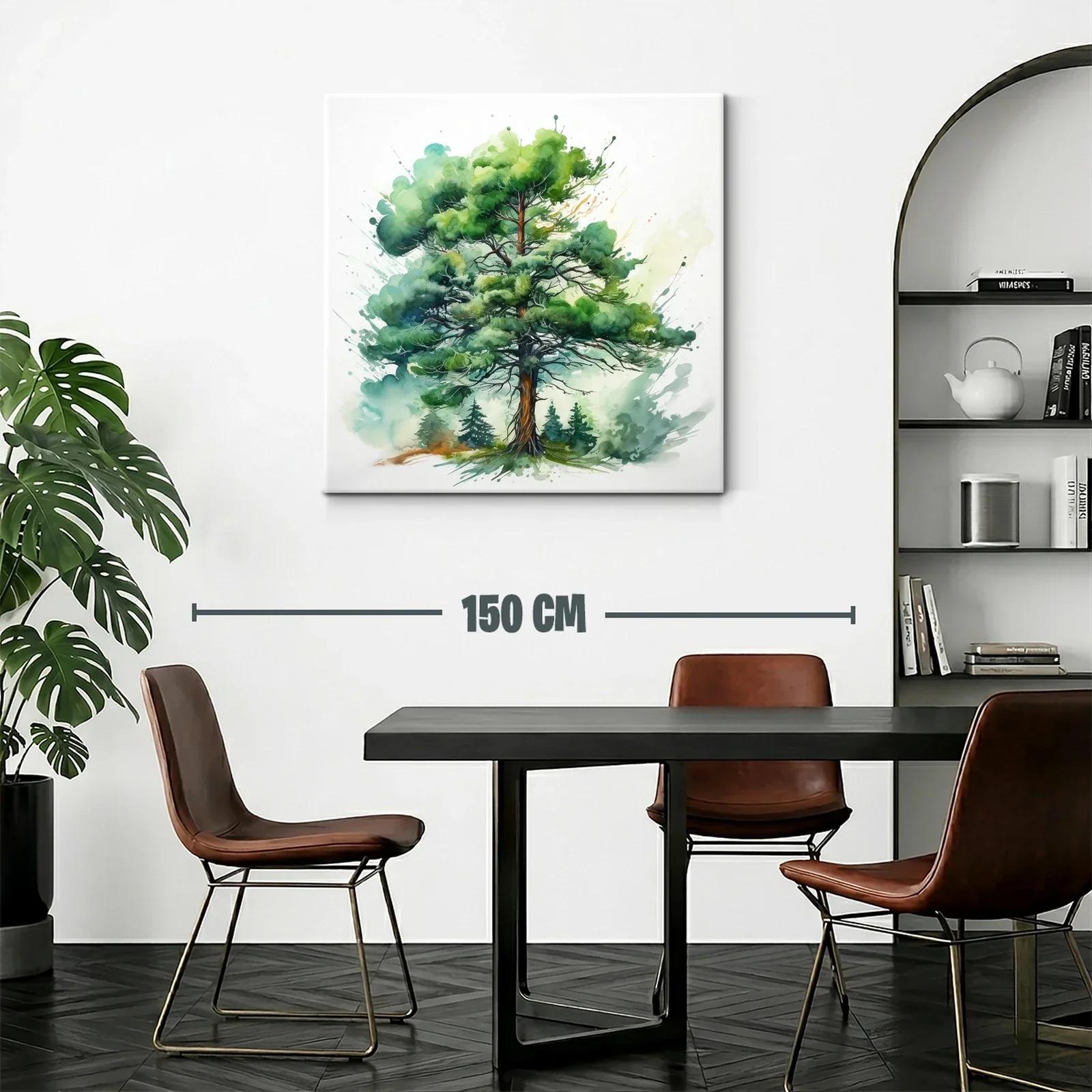 Elegante cuadro con árbol frondoso en tonos verdes vivos — miniatura 2