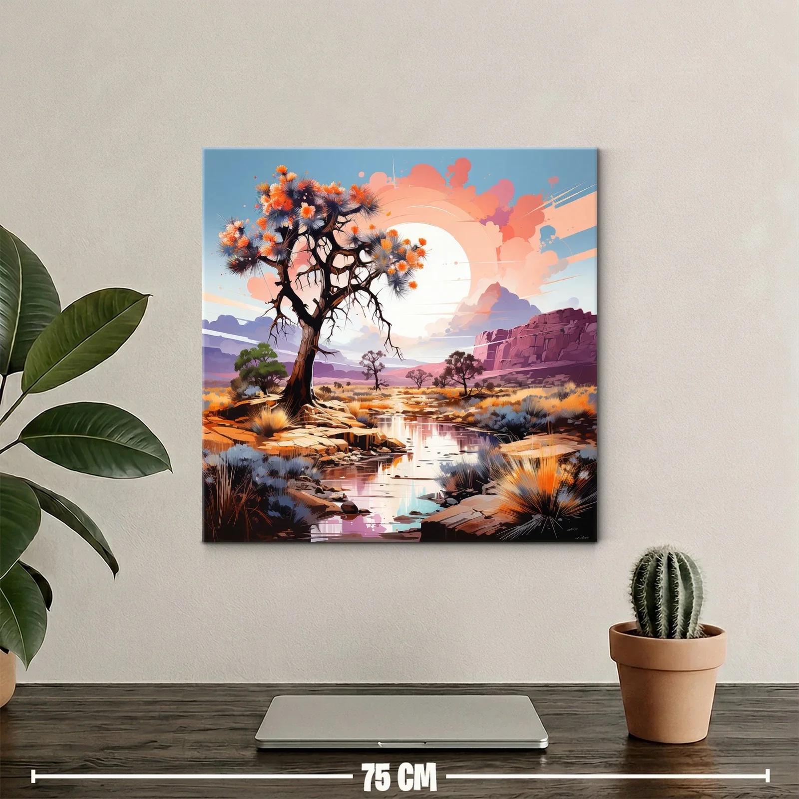 Paisaje desértico con árbol y reflejos al atardecer — miniatura 2