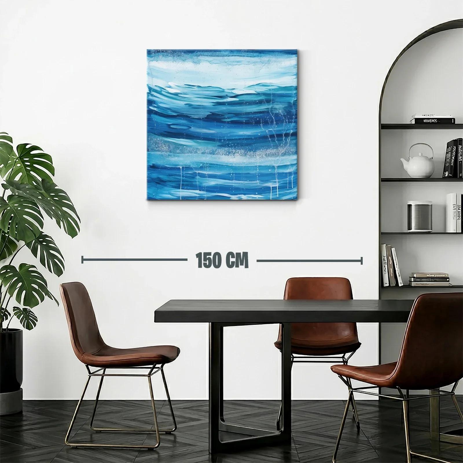 Cuadro abstracto inspirado en el movimiento del agua azul — miniatura 2