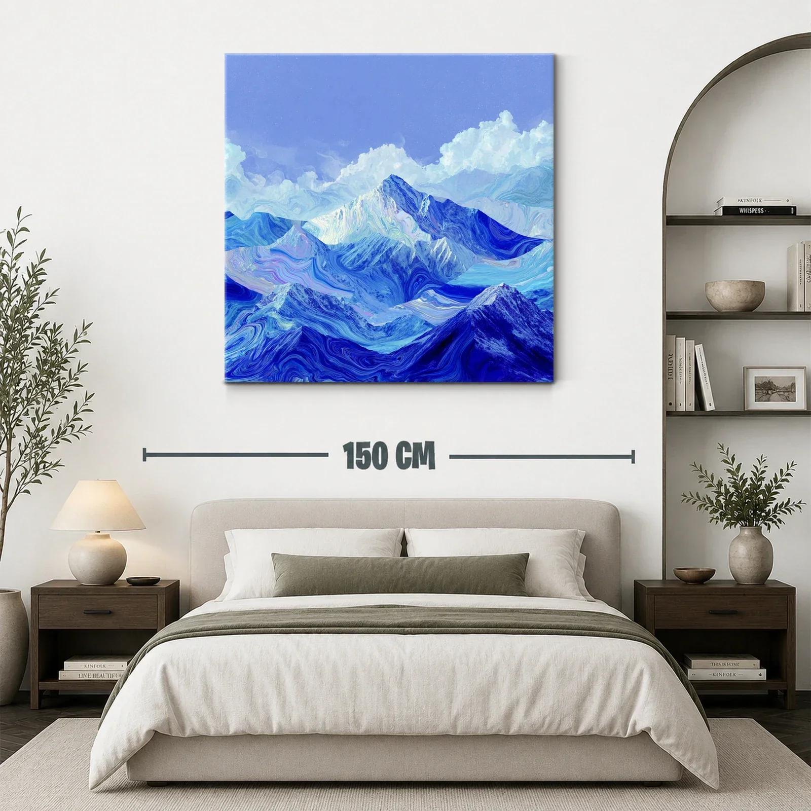 Montañas azules con texturas onduladas y cielo nublado — miniatura 3