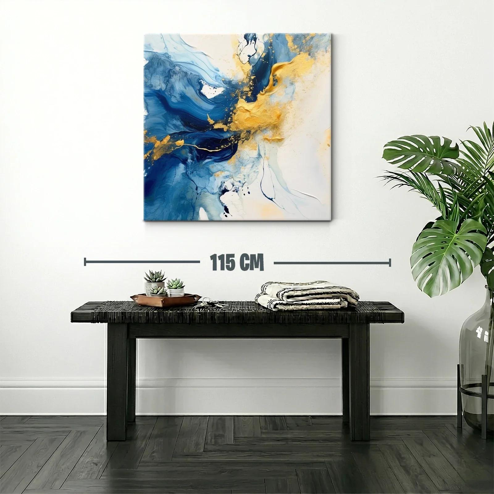 Arte abstracto con tonos azul y dorado vibrante — miniatura 2