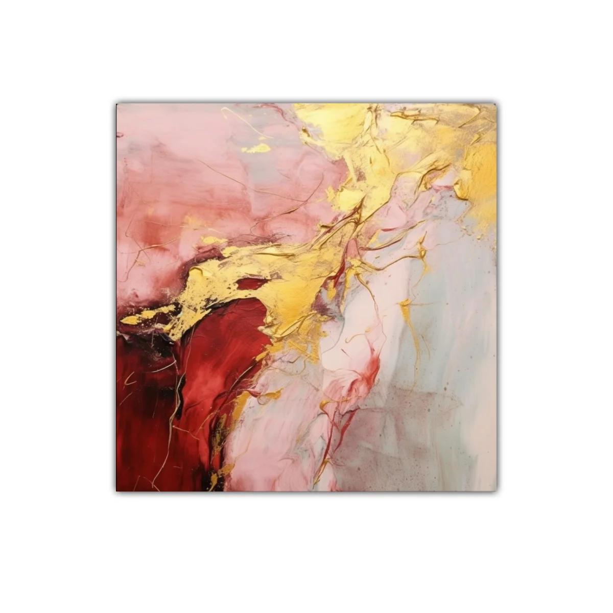 Cuadro decorativo de arte abstracto con tonos cálidos y dorados — miniatura 1