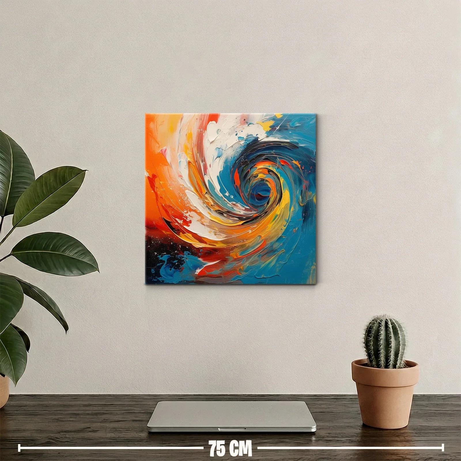 Cuadro abstracto con remolino en tonos vibrantes — miniatura 2